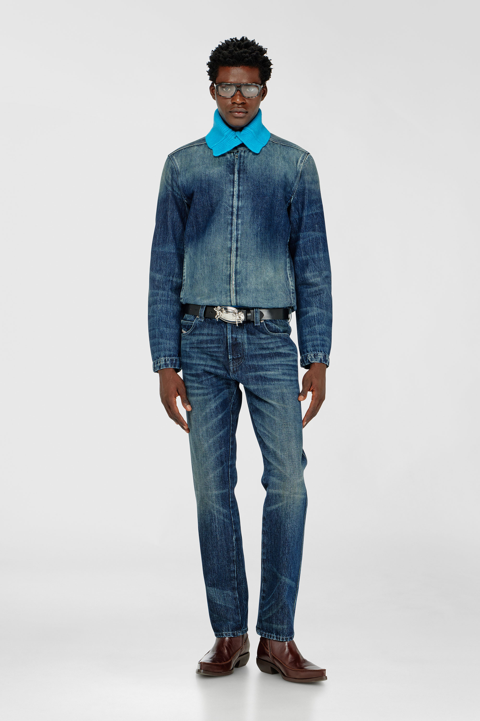 Diesel - D-GLORY-FSJ, Chaqueta tipo moto de denim Hombre in Azul marino - 2