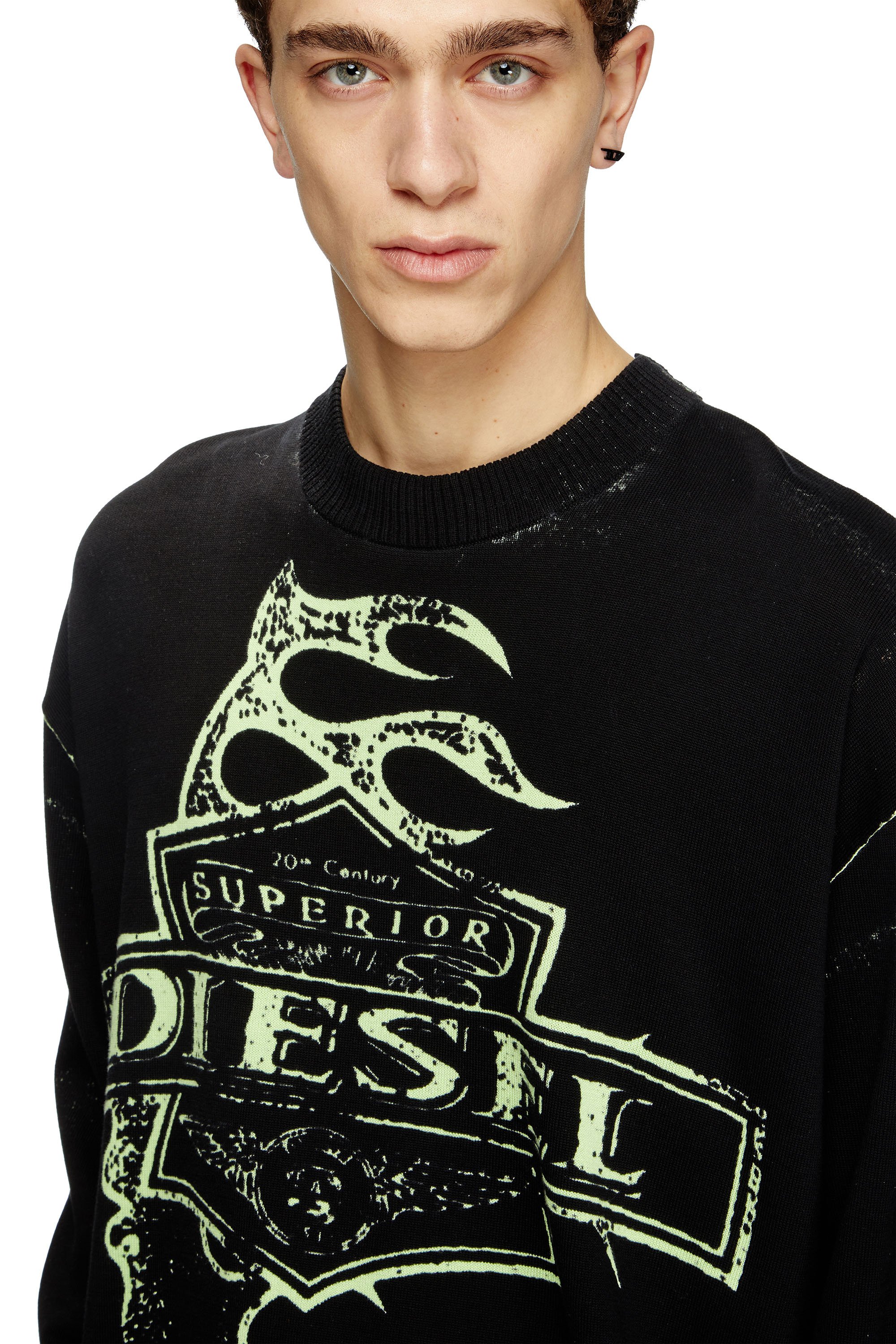 Diesel - K-BELEZ, Jersey con logotipo con estampado invertido Hombre in Negro - 5