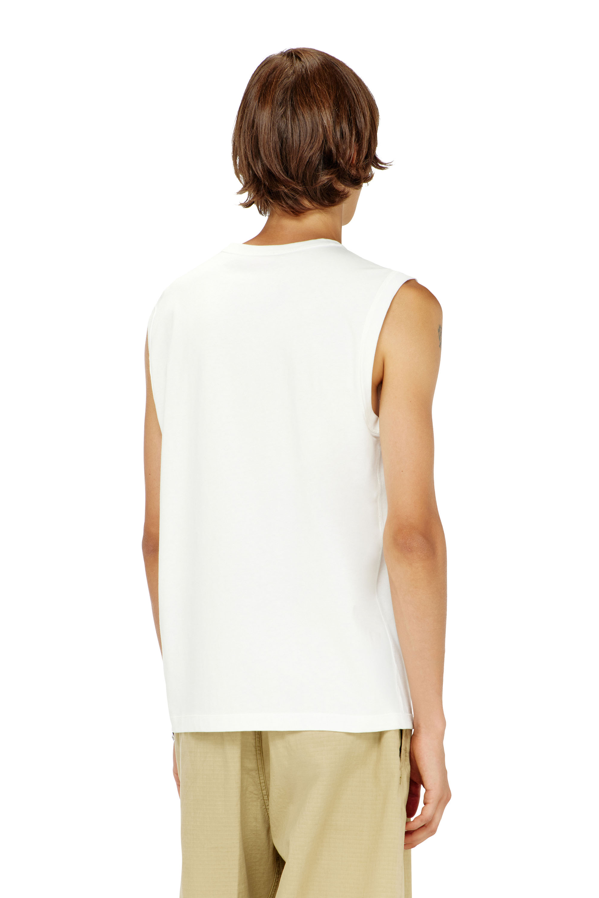 Diesel - T-BISCO-IOD, Camiseta de tirantes de algod&oacute;n sin mangas con Oval D met&aacute;lico Hombre in Blanco - 4