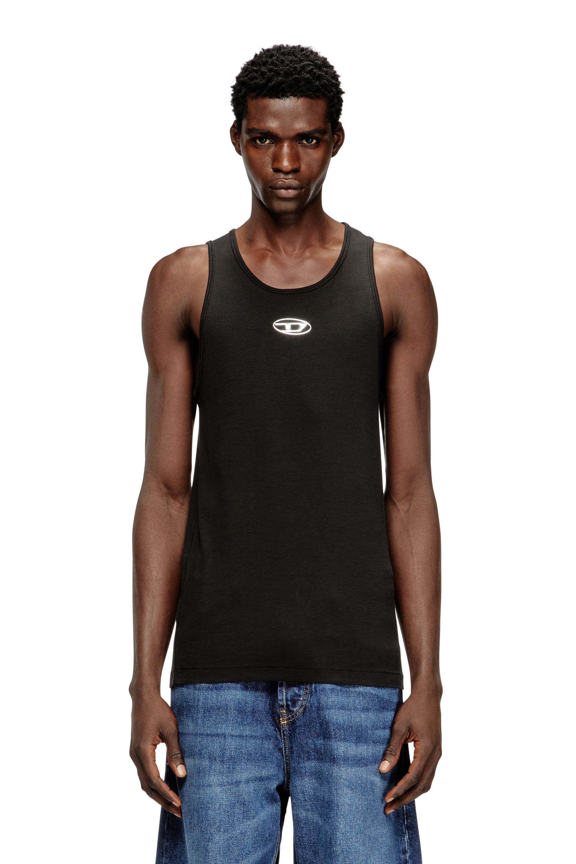 Diesel - T-LIFTY-IOD, Camiseta de tirantes de algodón con logo Hombre in Negro - 1