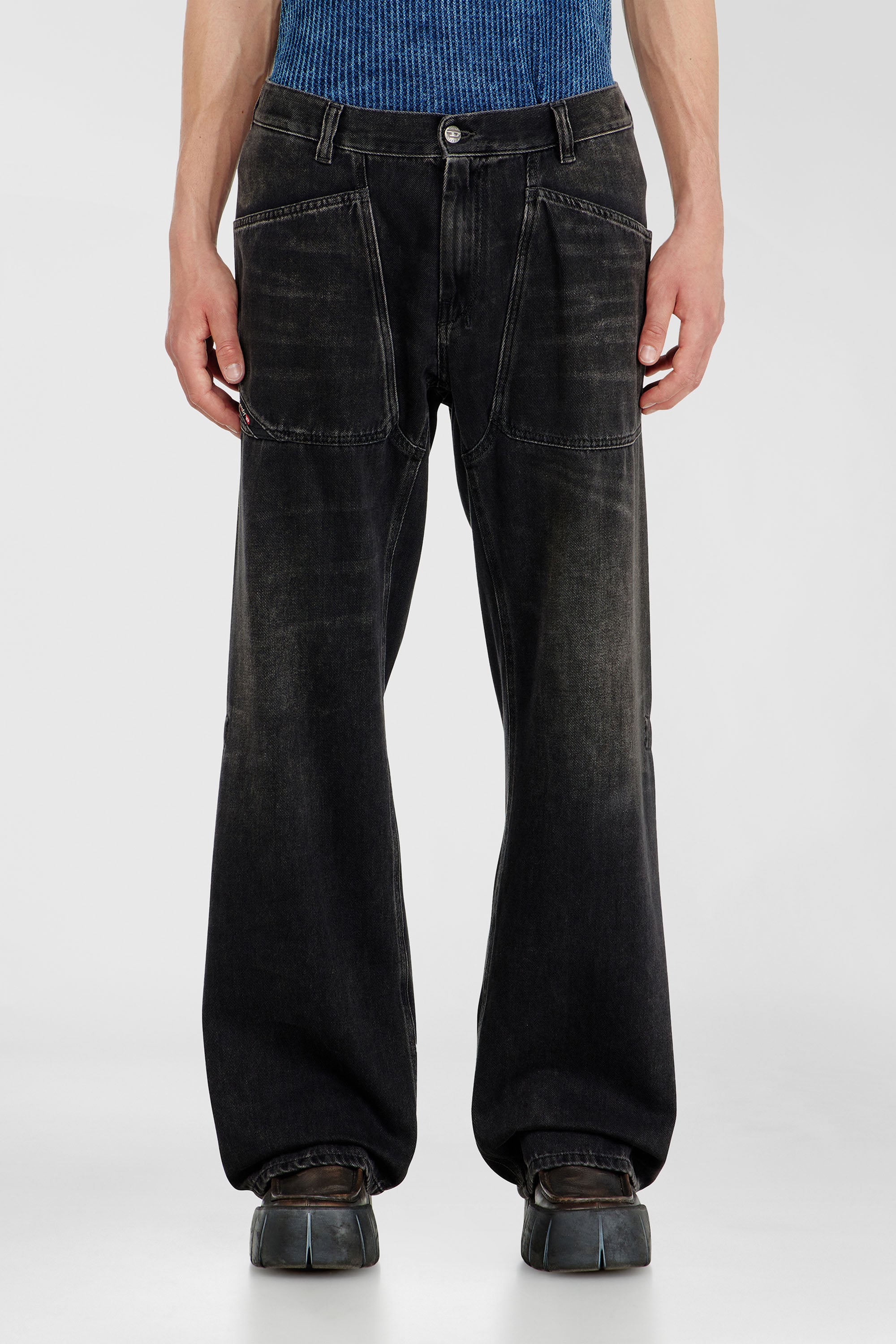 Diesel - Relaxed Jeans D-Zeta 09J96 Hombre, Negro/Gris oscuro - 1