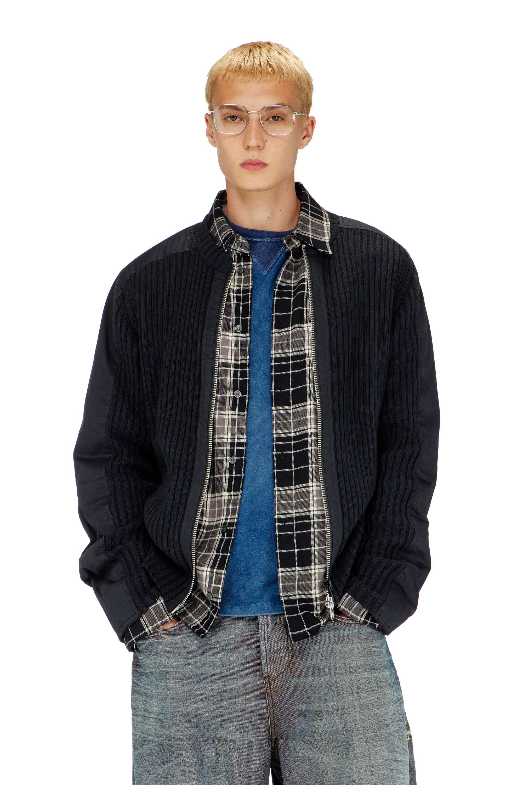 Diesel - K-MATTY, C&aacute;rdigan con cremallera y paneles utility Hombre in Negro - 1