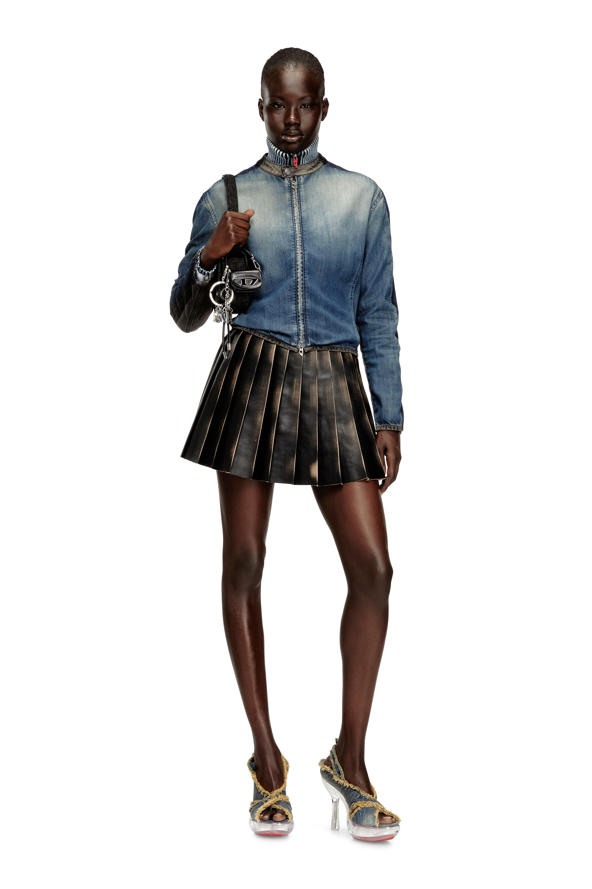 Diesel - O-SAKA-MINI, Falda corta plisada con efecto desgastado Mujer in ToBeDefined - 2