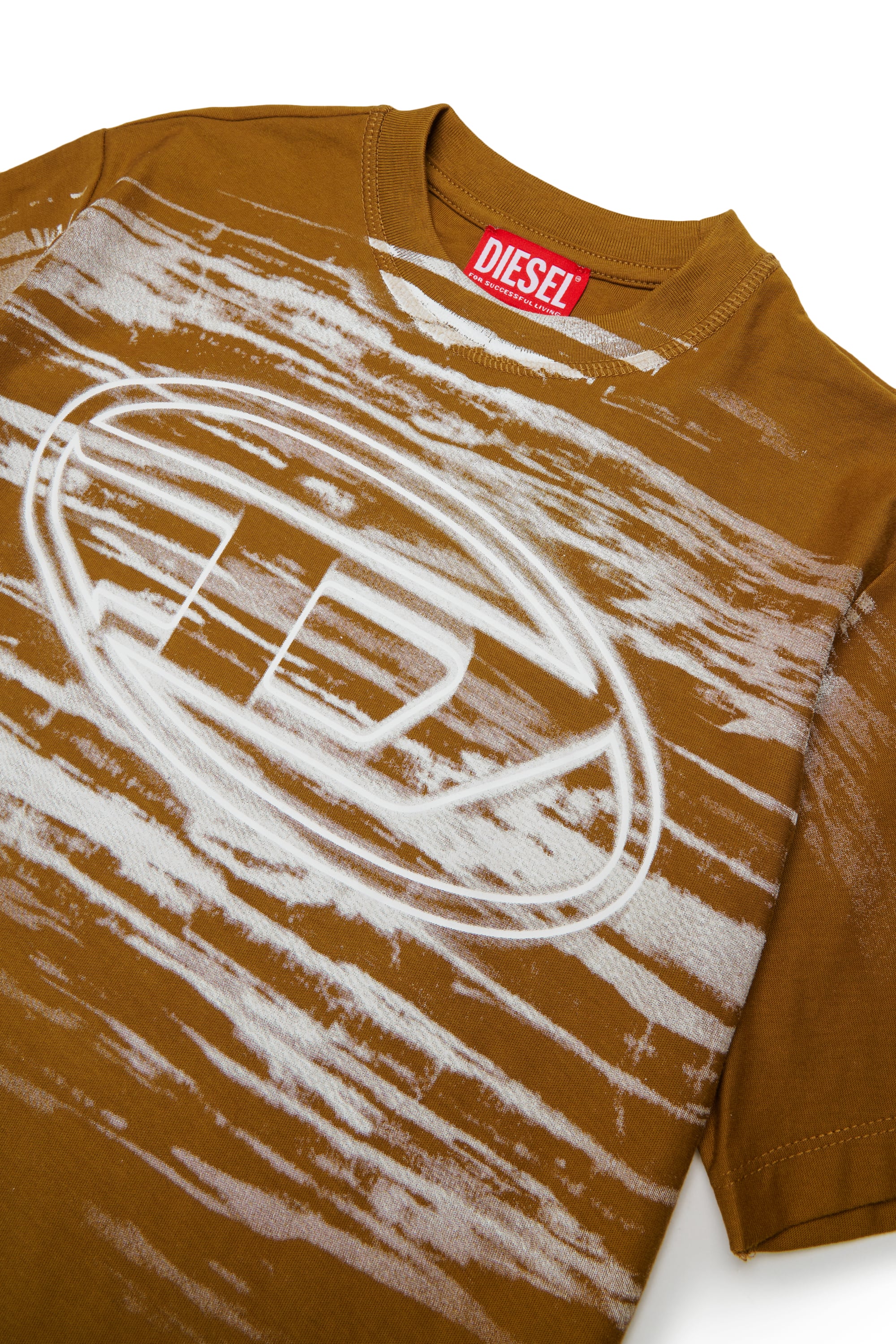 Diesel - TFRIT OVER, Camiseta con logo Oval D y efecto jaspeado Hombre in Marr&oacute;n - 3