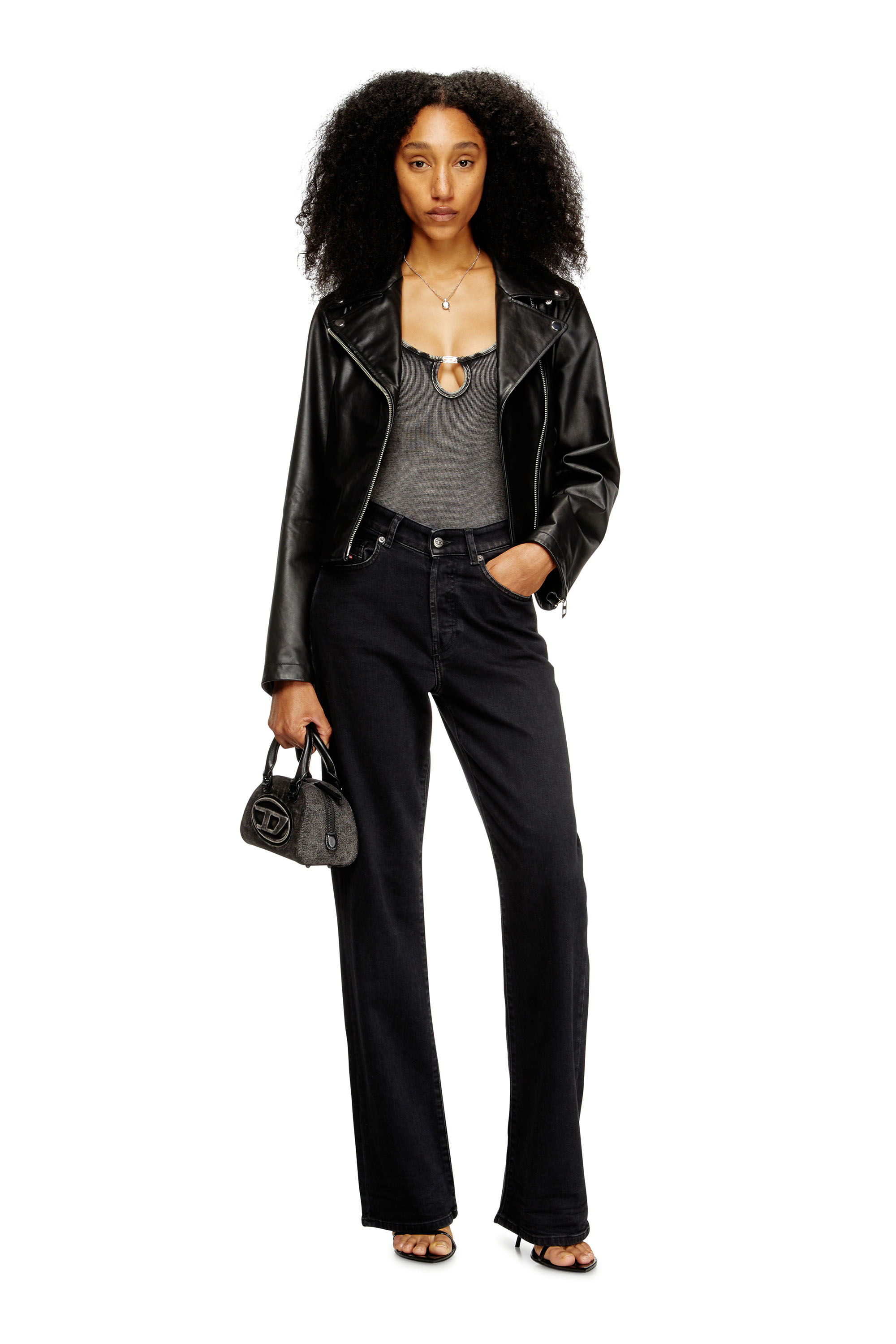 Diesel - MAURA-DNM, Body de algod&oacute;n el&aacute;stico con lavado oscuro efecto m&aacute;rmol Mujer in Gris - 4