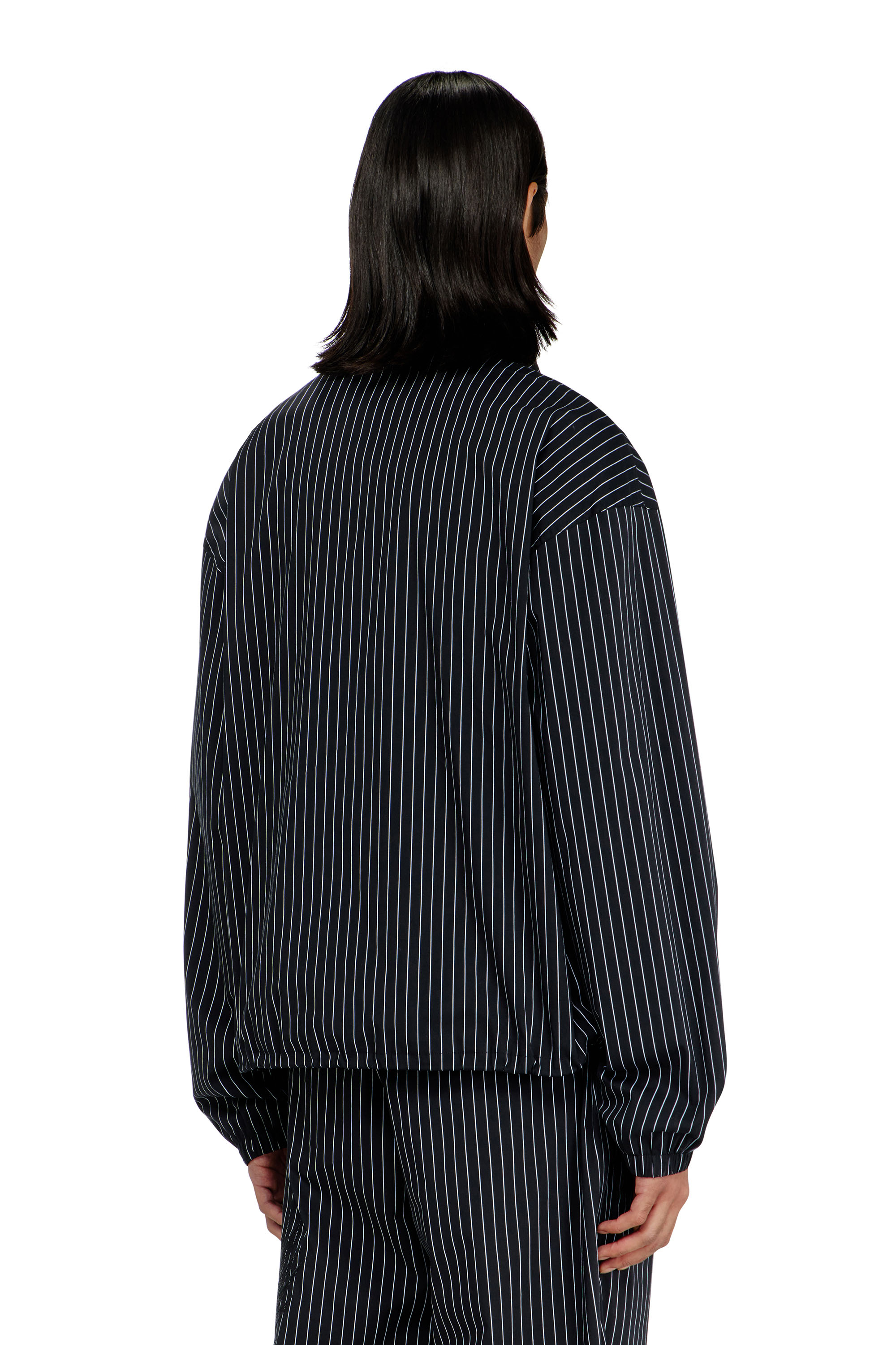 Diesel - J-CORSAR-NJCA, Nylon pinstripe Jacket con bordado de Phoenix Hombre in Negro - 4