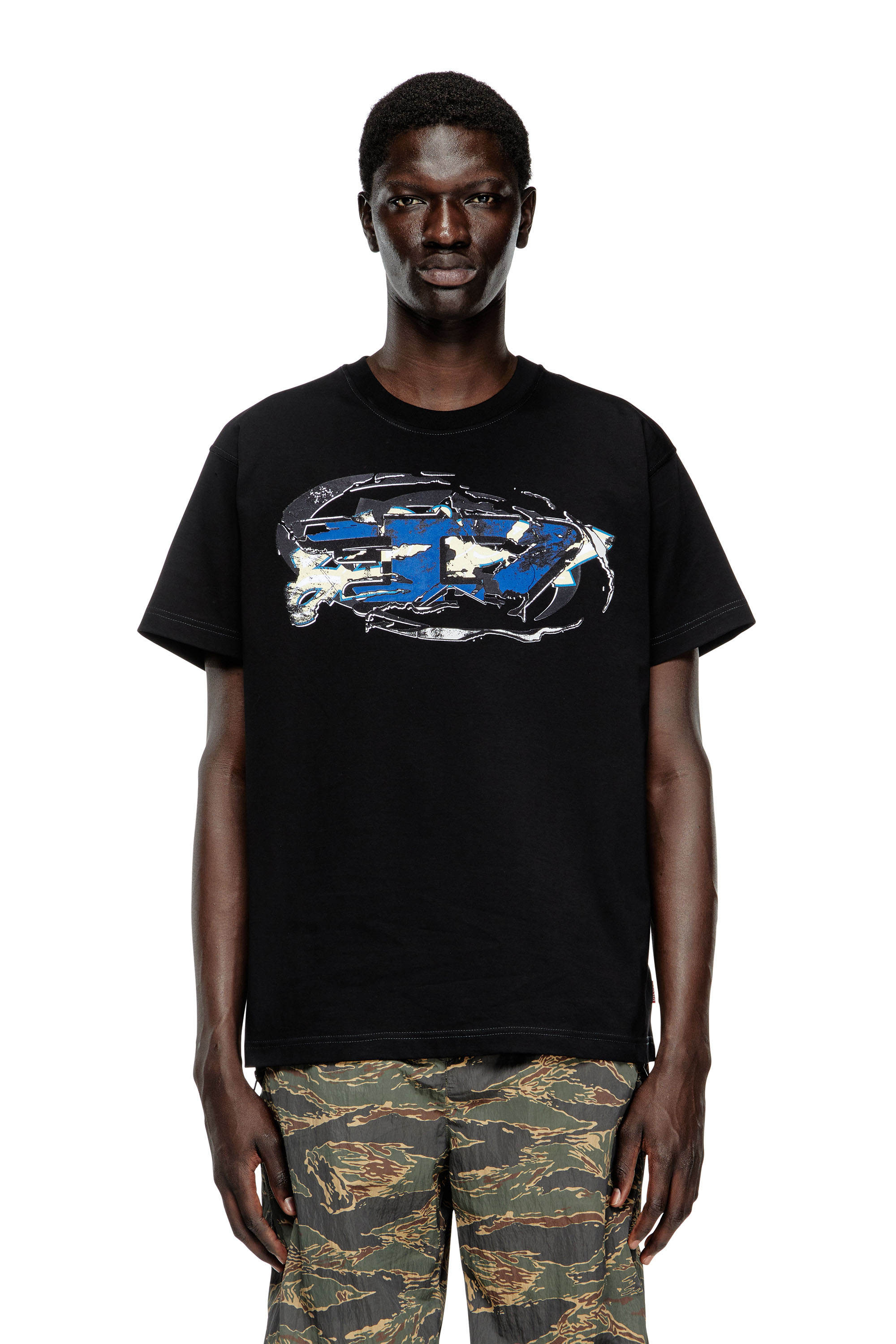 Diesel - T-NORM-T11, Camiseta con logotipo Oval D Hombre in Negro - 1