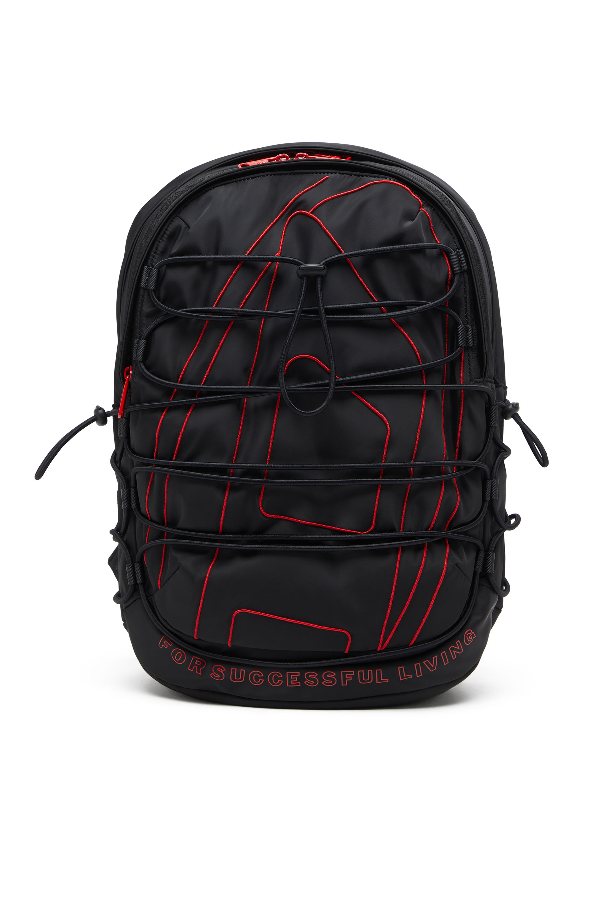 Diesel - TECH-D BACKPACK X, Tech-D-Mochila de nailon con logotipo Oval D bordado Unisex in Negro - 1