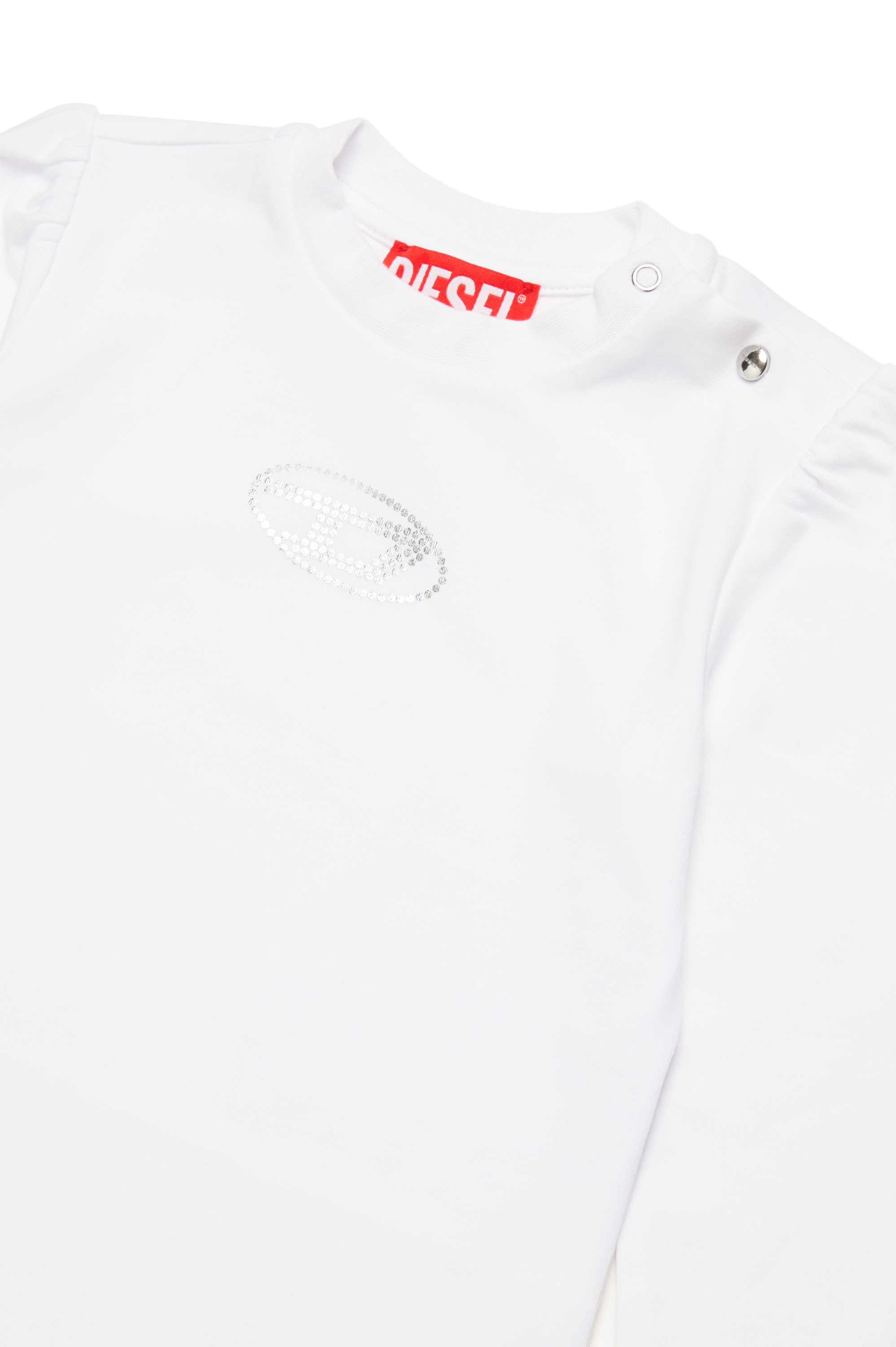 Diesel - TBIRTAB, Mujer Camiseta con logotipo Oval D de cristal in Blanco - Image 3