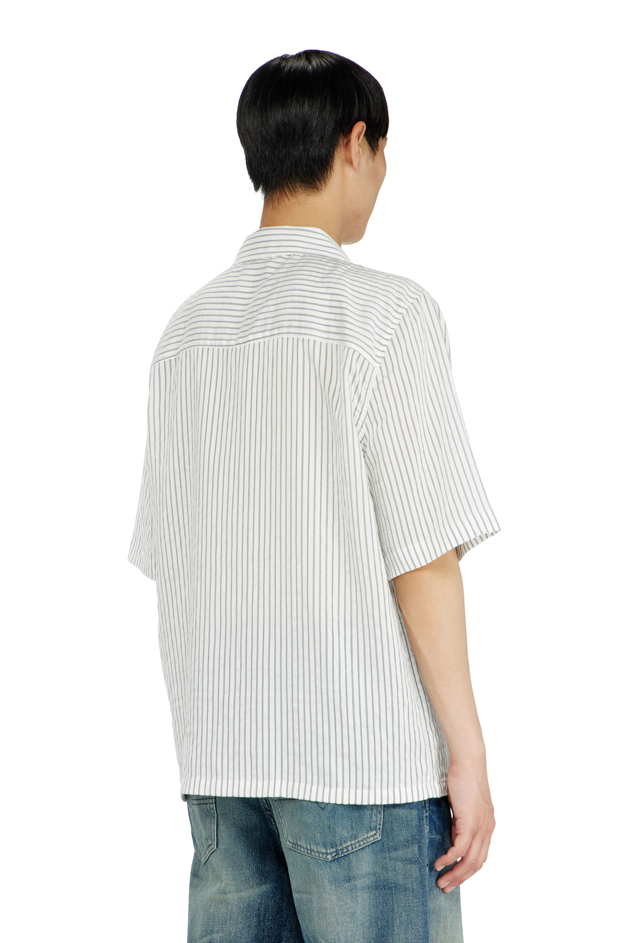 Diesel - S-MAC-EFBV, Camisa de manga corta en modal de rayas finas Hombre in Multicolor - 4