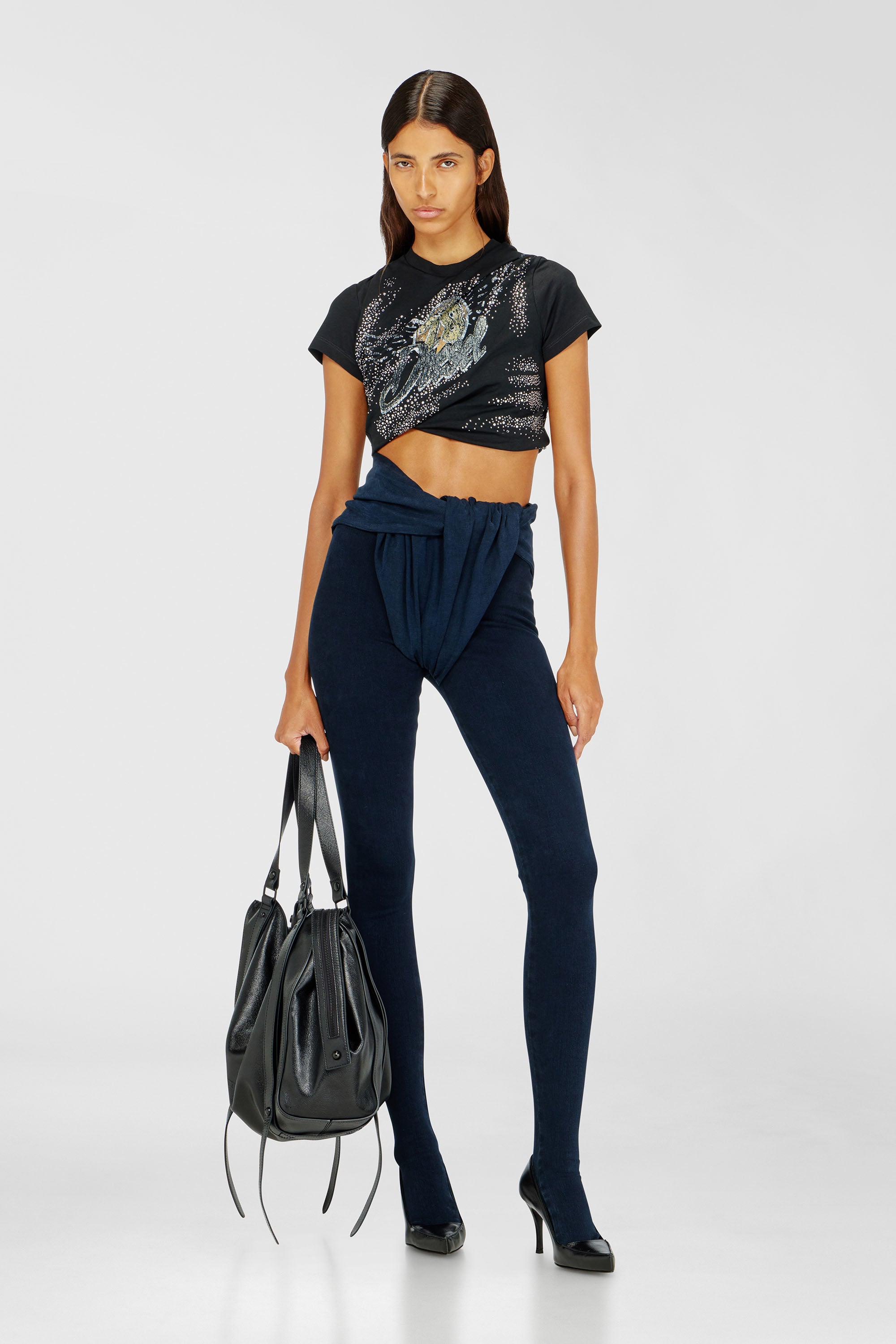 Diesel - T-WINCY, Camiseta fruncida de punto doble capa Mujer in ToBeDefined - 1