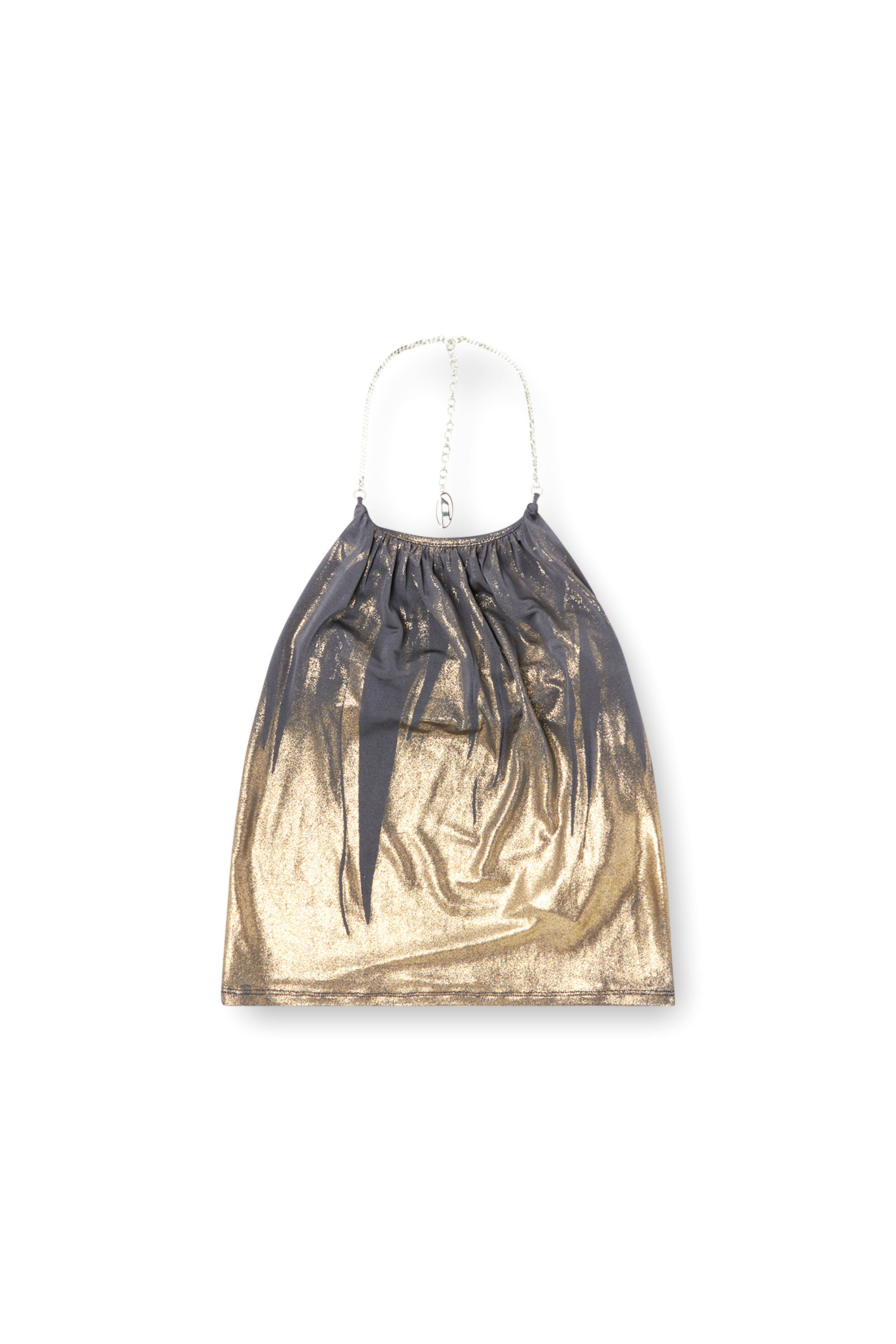 Diesel - T-IRENI, Top de punto con escote drapeado Mujer in Gris - 3