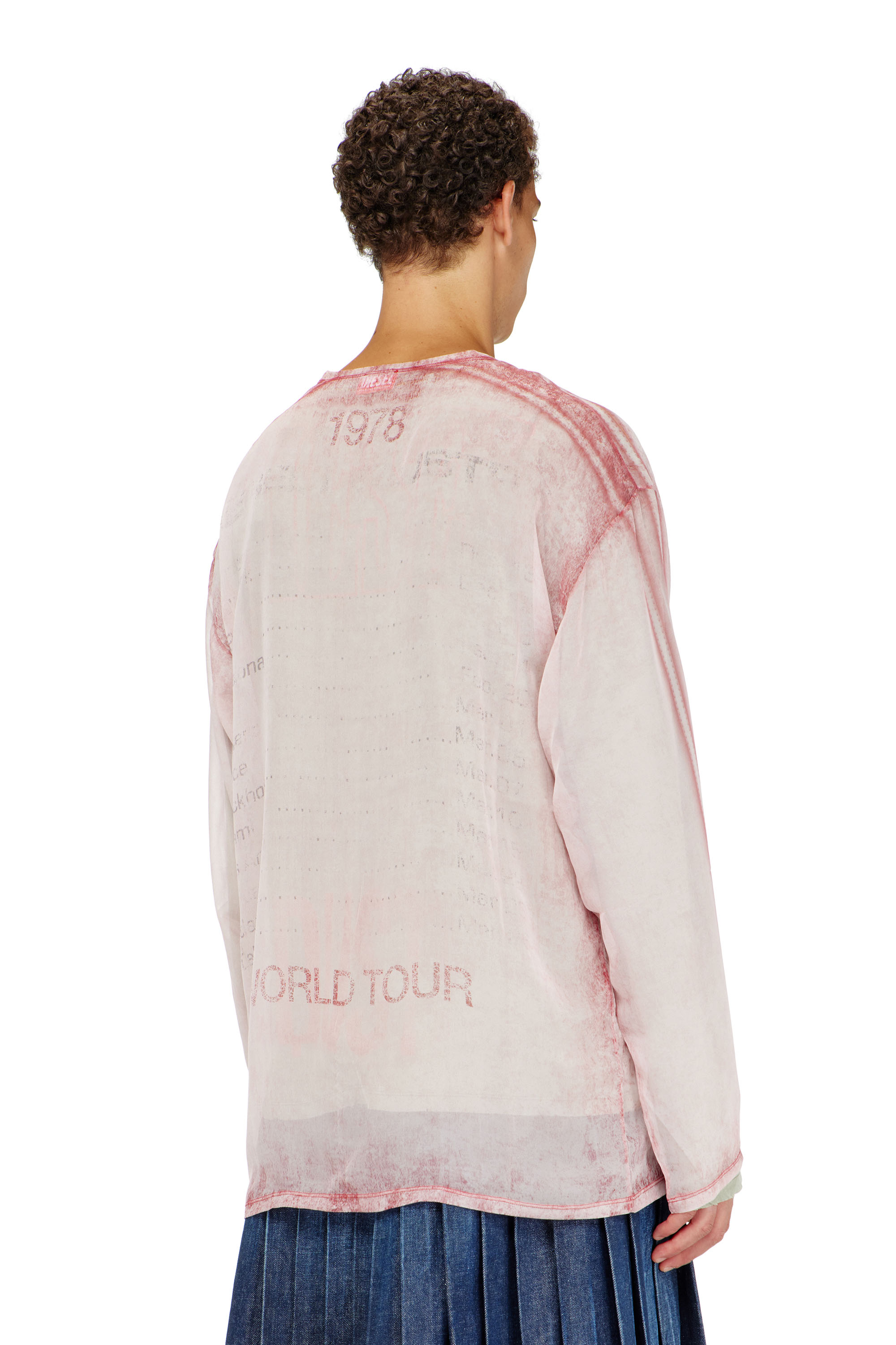 Diesel - T-DOUBLEX-LS, Top de gasa transparente con gr&aacute;ficos de concierto Hombre in ToBeDefined - 4
