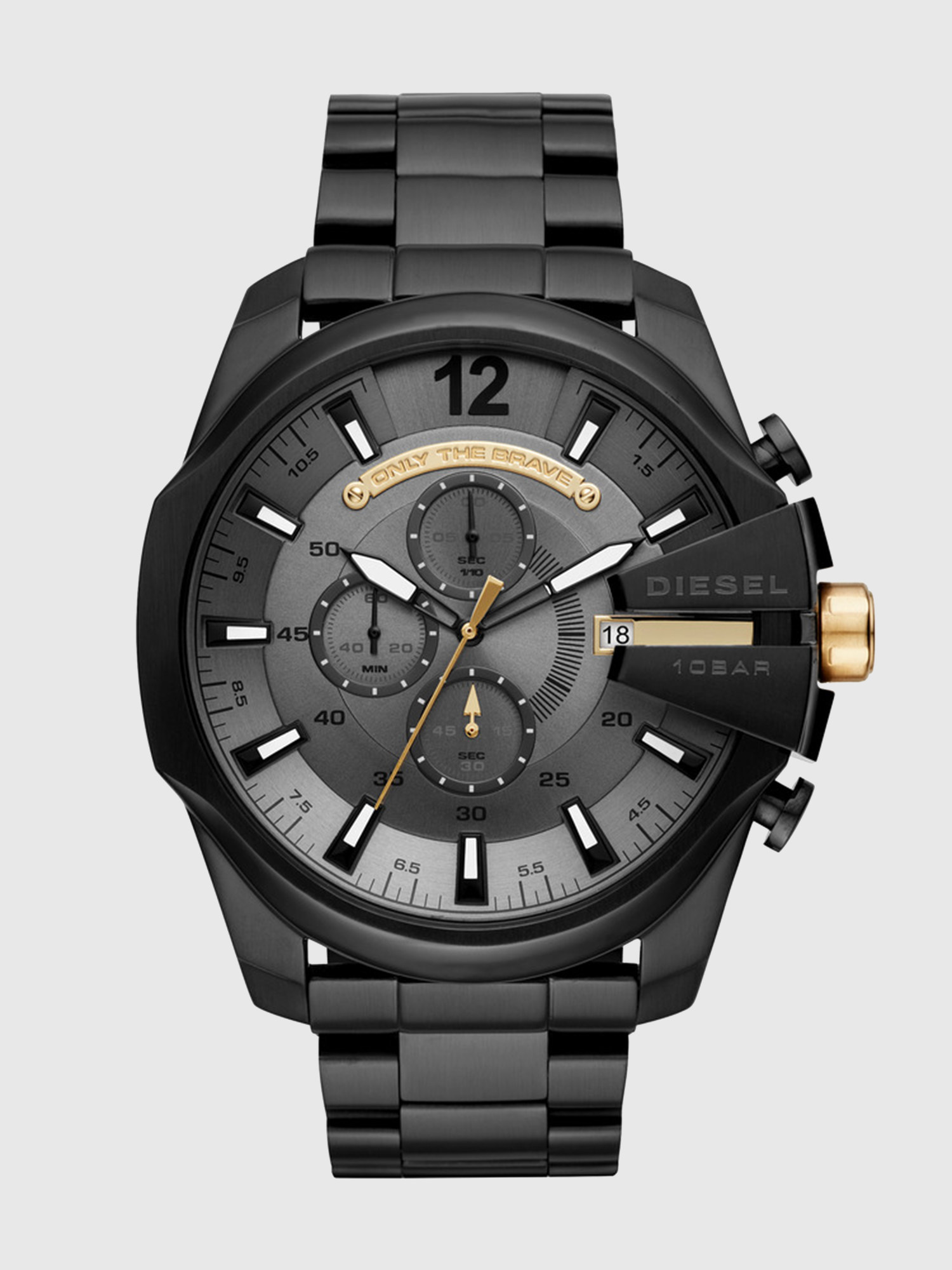Diesel - DZ4479, Mega Chief reloj con dial gris y logotipo de diesel, 51&nbsp;mm Hombre in Negro - 1