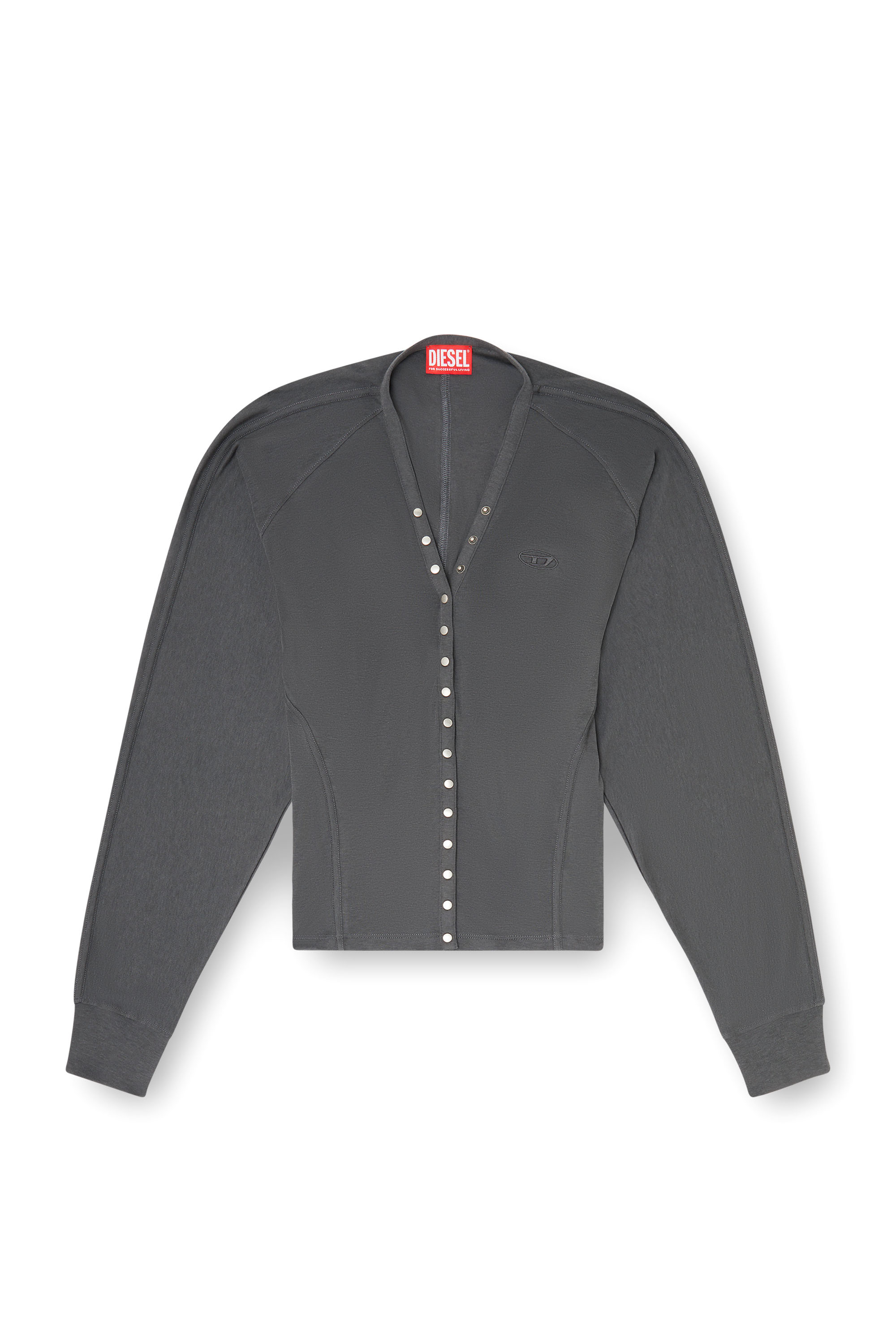 Diesel - T-ISERINA, C&aacute;rdigan de mezcla de Tencel con mangas murci&eacute;lago Mujer in Gris - 3