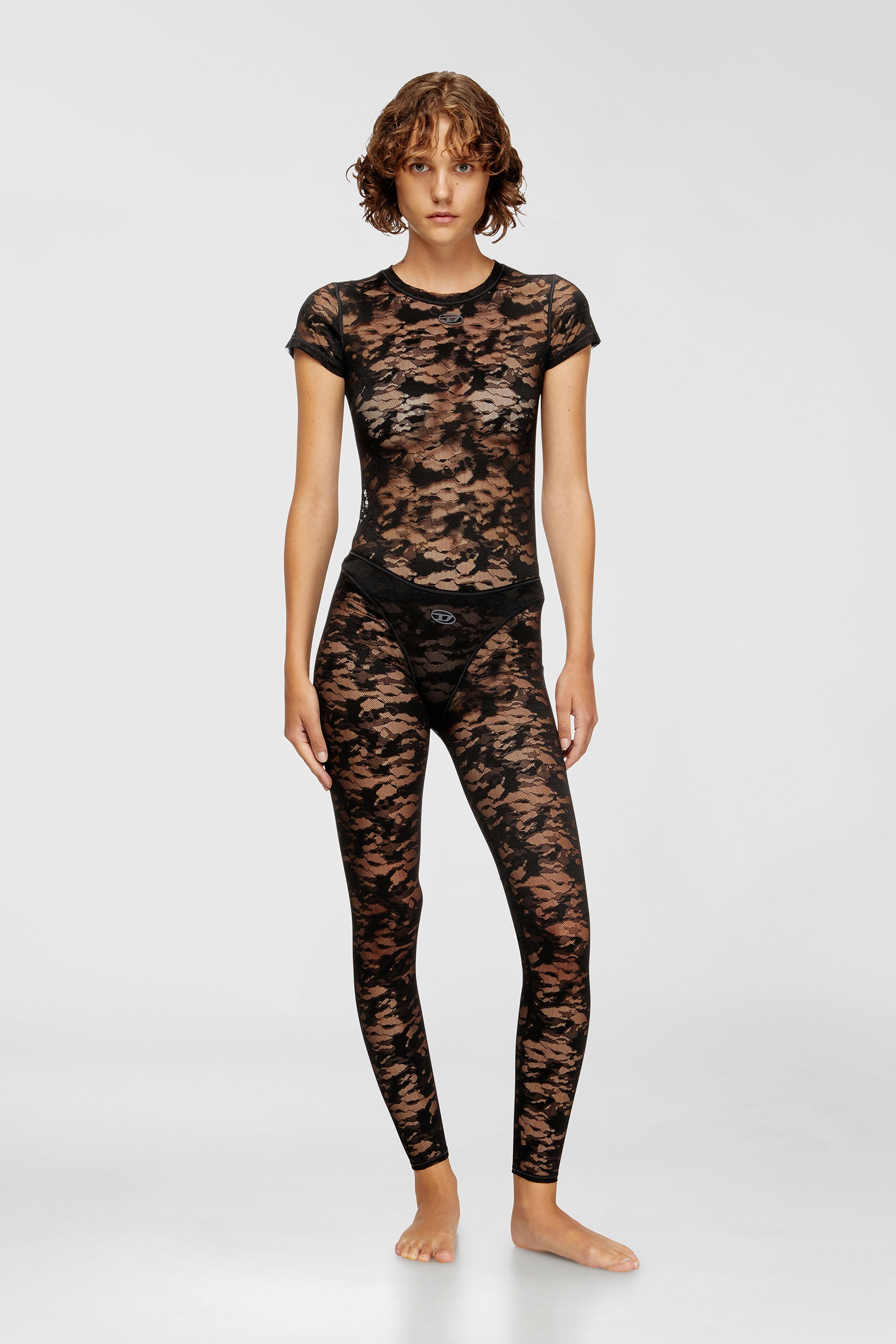 Diesel - KASIA-UTLT, Camiseta de encaje camuflado Mujer in Negro - 2