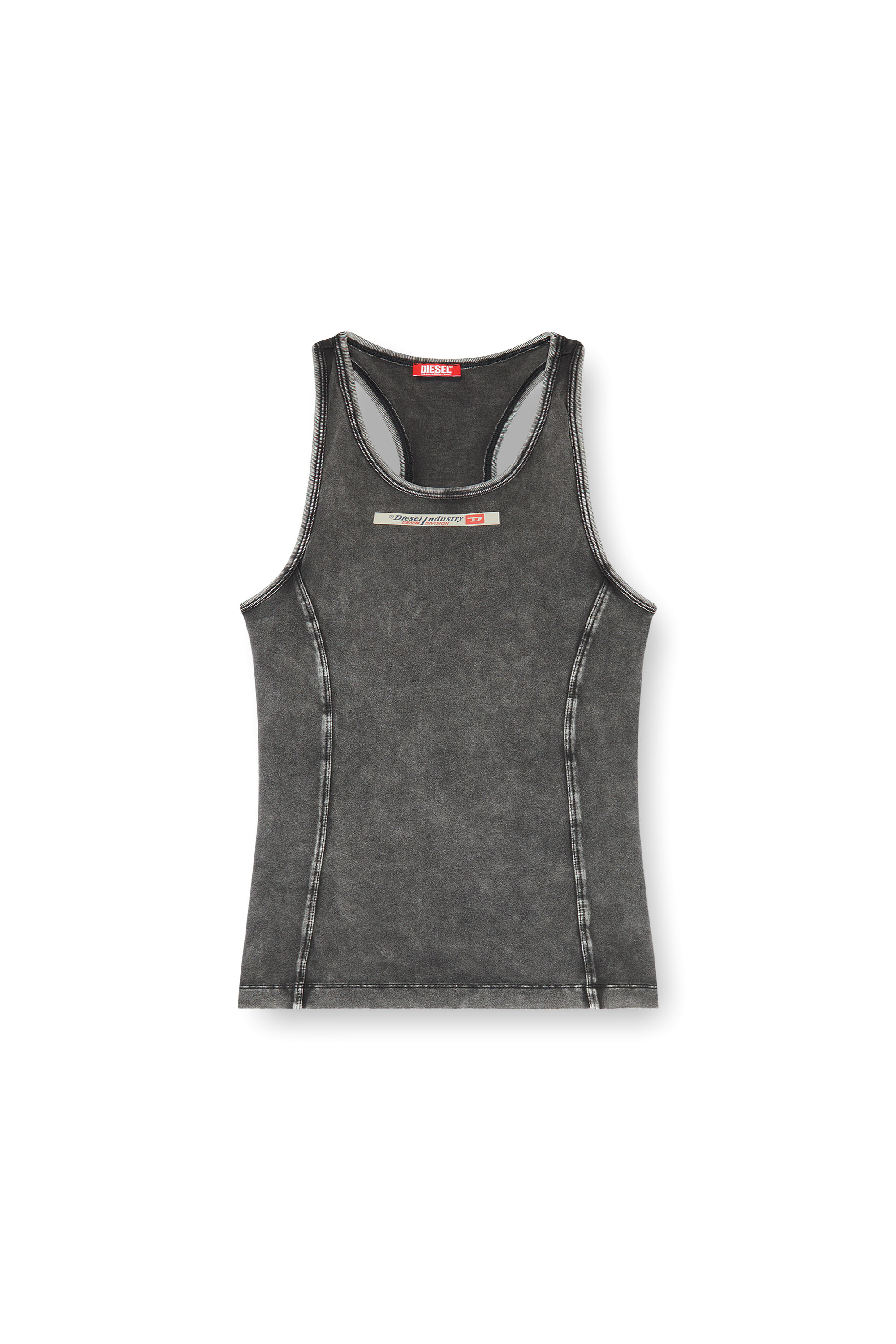 Diesel - IRENE-DNM, Camiseta de algod&oacute;n con efecto tratado Mujer in Gris - 2