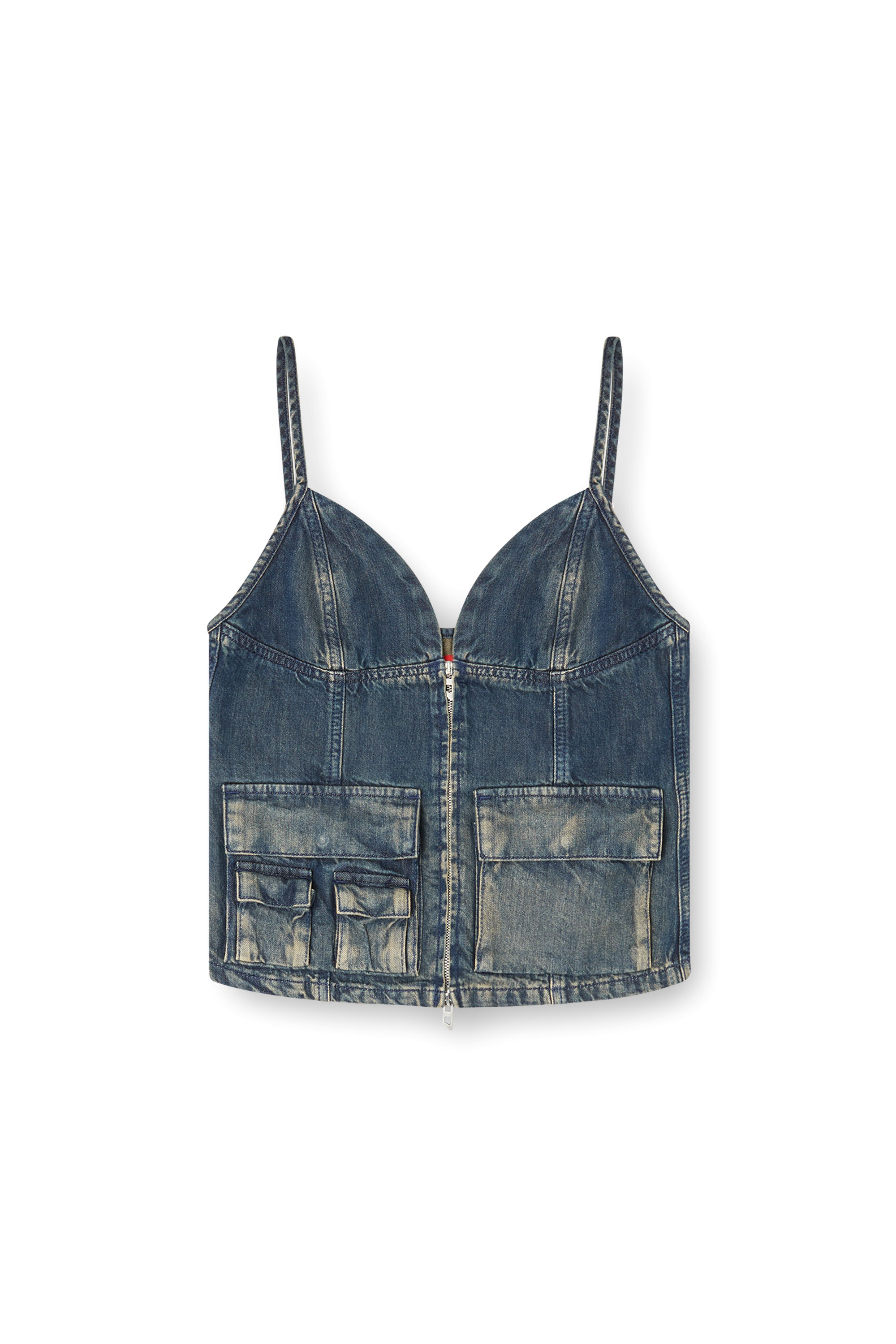 Diesel - DE-MELLIS-S, Top en denim fluido degradado Mujer in Azul marino - 3