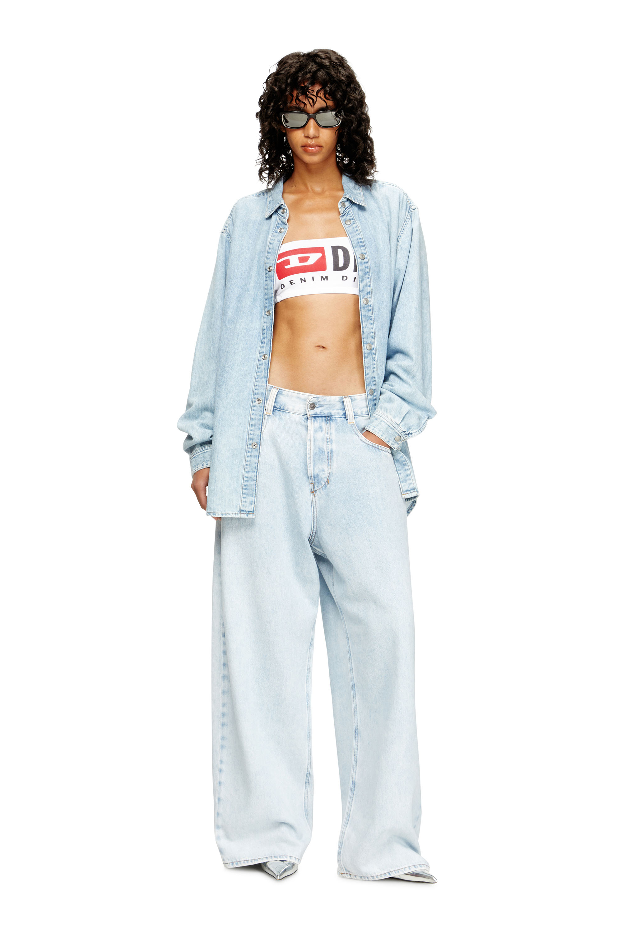 Diesel - UFSB-MELANIE, Pantalones cortos de pijama de tejido con efecto denim Mujer in Blanco - 4