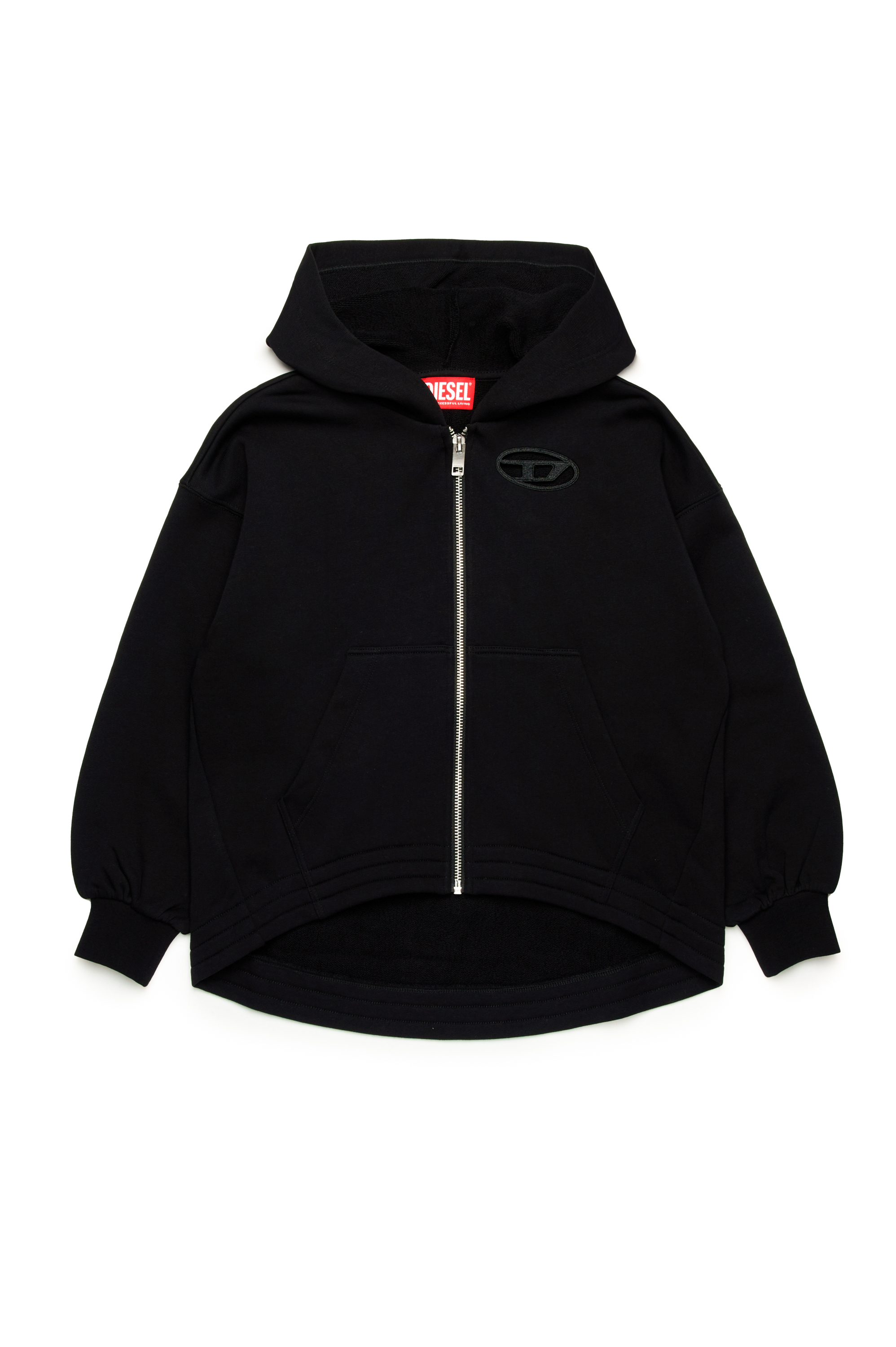 Diesel - SFPERU, Sudadera con capucha y cremallera con logotipo Oval D recortado Mujer in Negro - 1