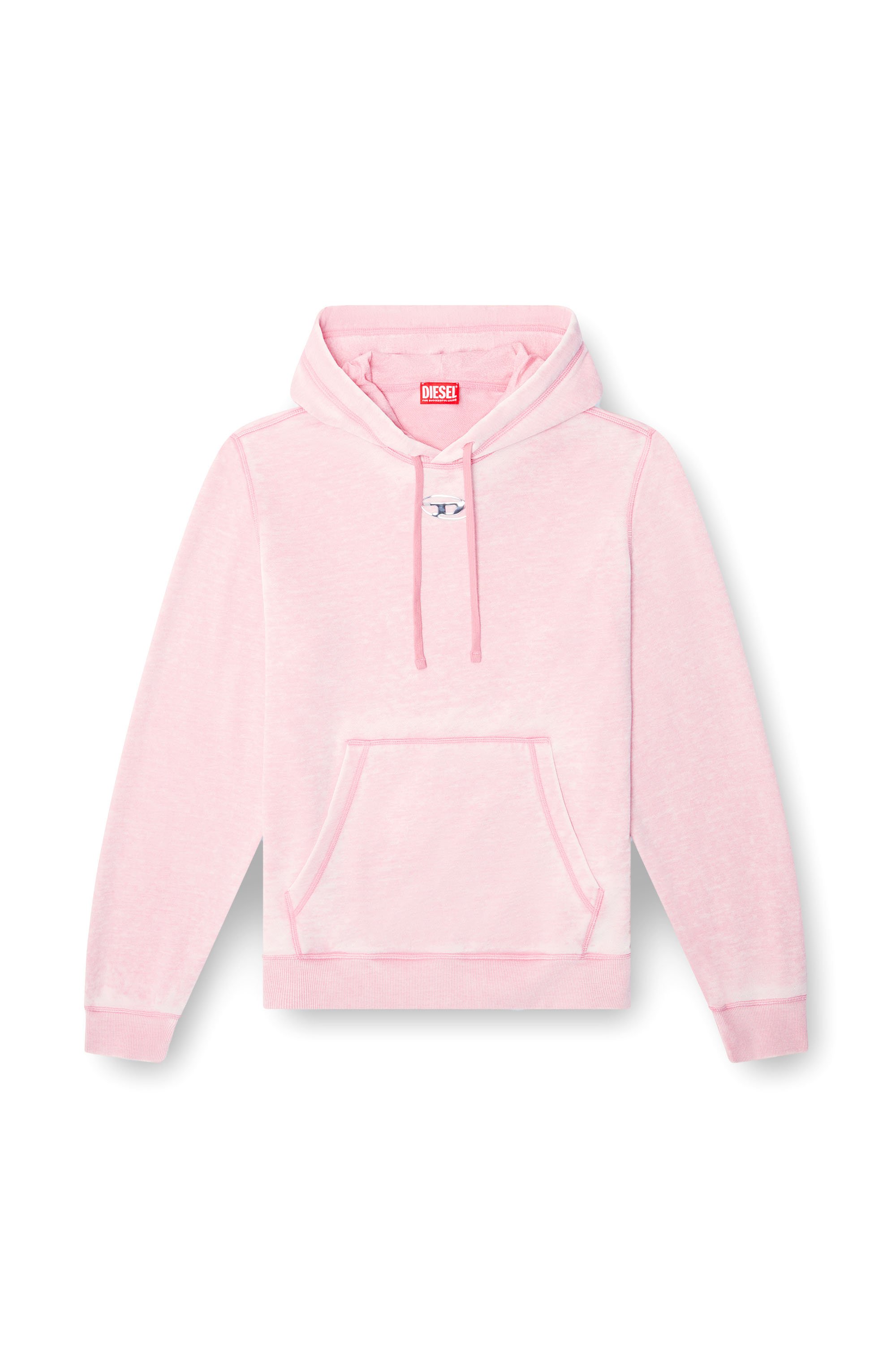 Diesel - S-GINN-HOOD-PAK, Sudadera con capucha burnout con logotipo Hombre in Rosa - 3