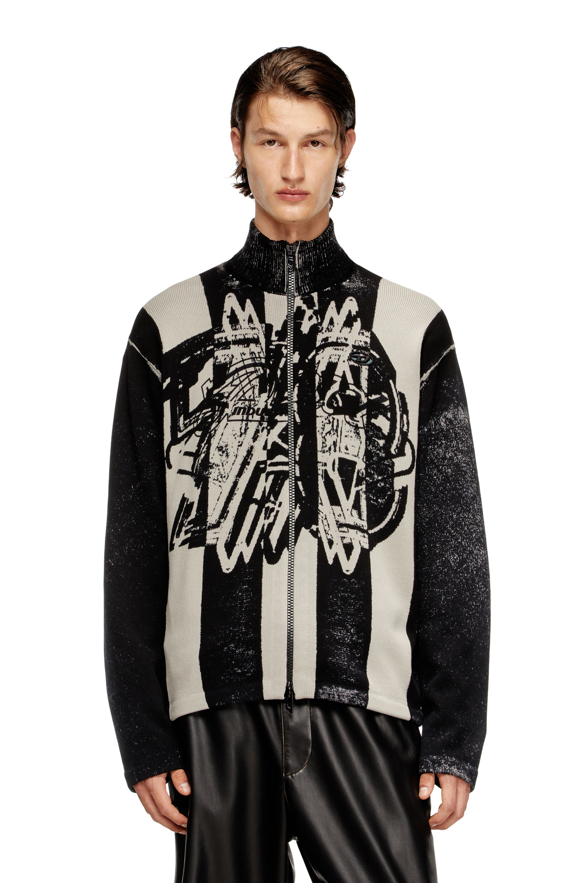 Diesel - K-OLIBA-JKT, Cárdigan con cremallera y estampado interior de rayas Hombre in ToBeDefined - 1