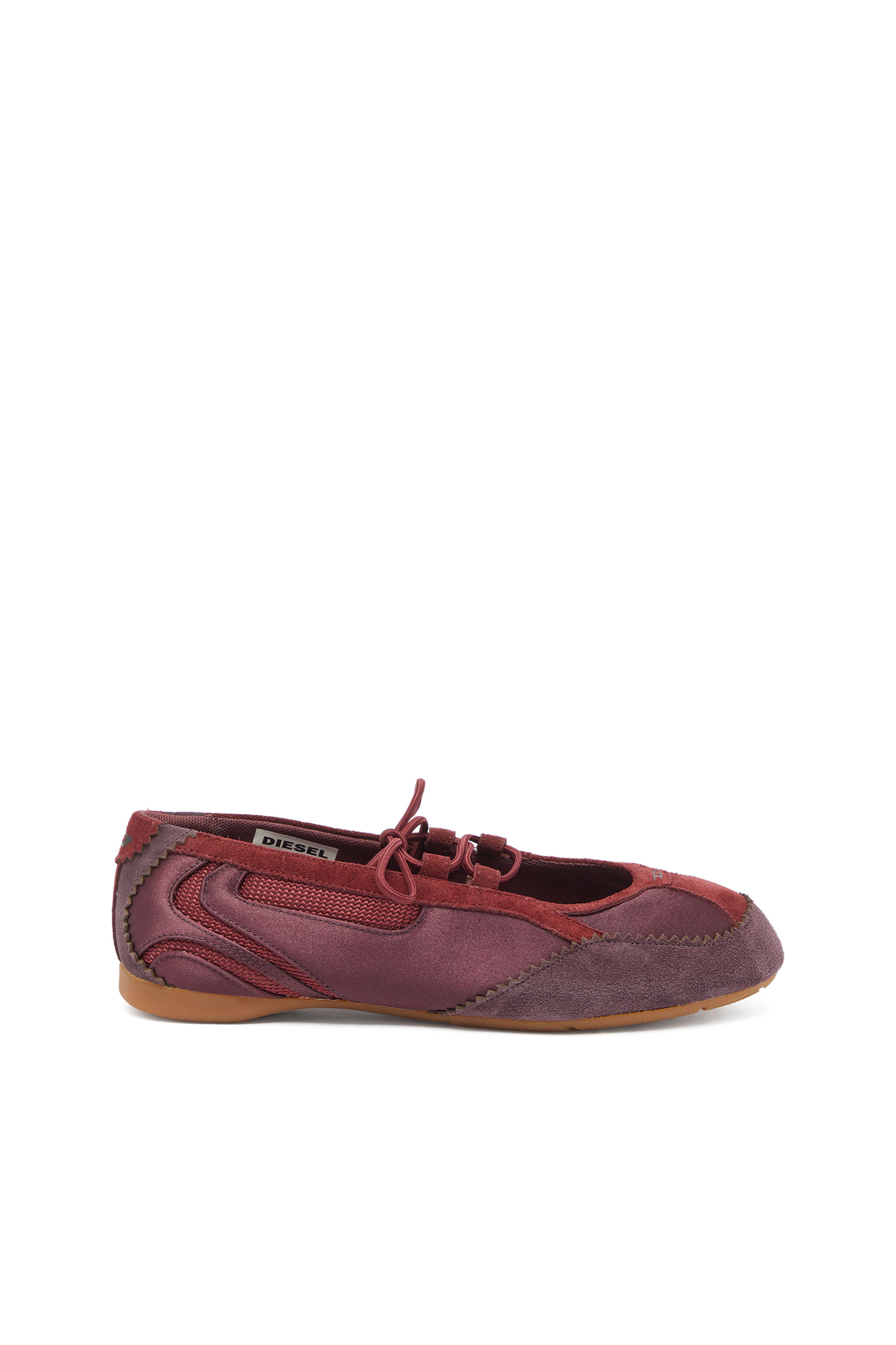 Diesel - D-MILE BALLERINA LACE UP II W, D-Mile - Bailarinas con cordones en piel y malla Mujer in Rojo - 1