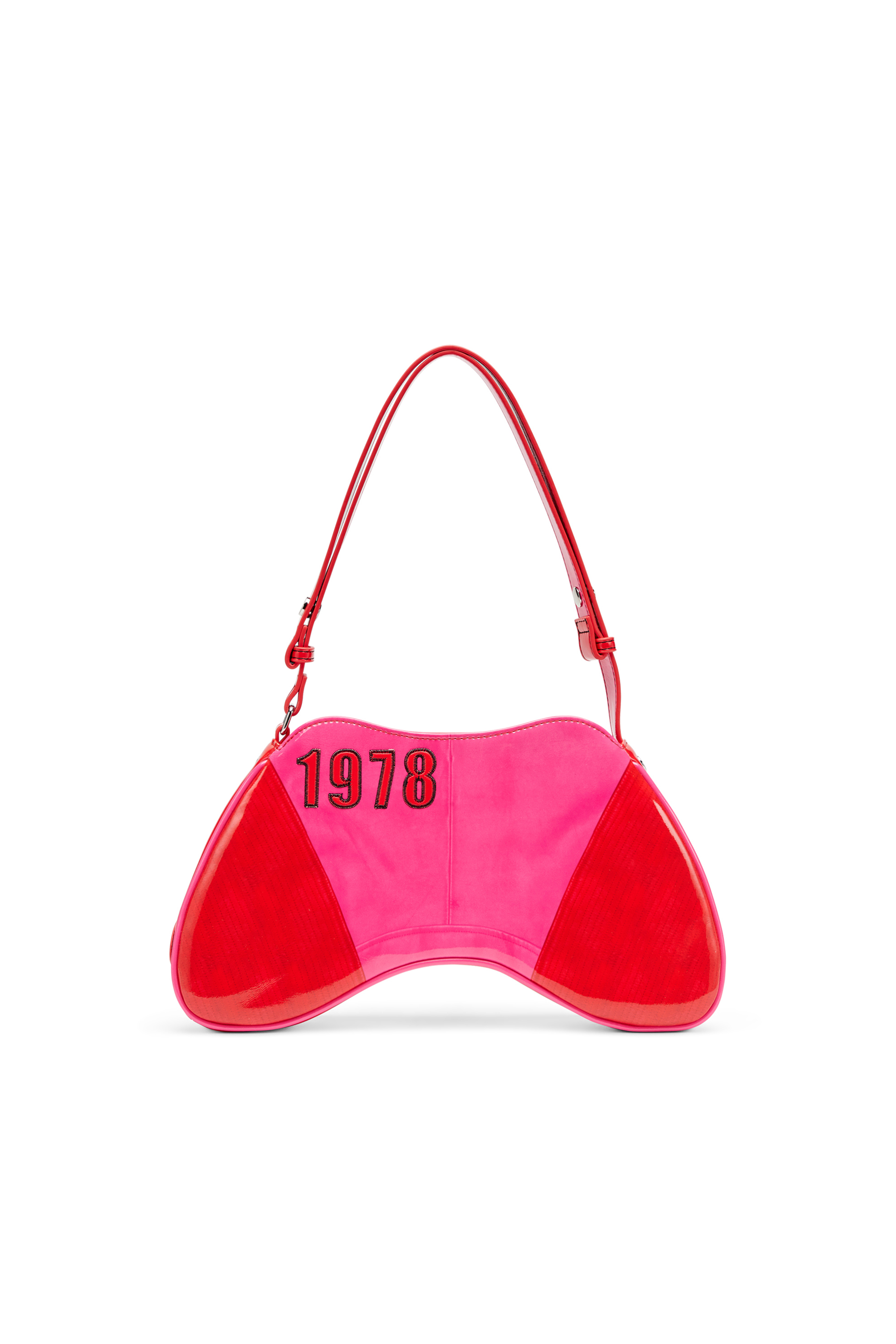 Diesel - PLAY SHOULDER, Play-Bolso de hombro brillante con detalles tipo motorista Mujer in Rosa - 2