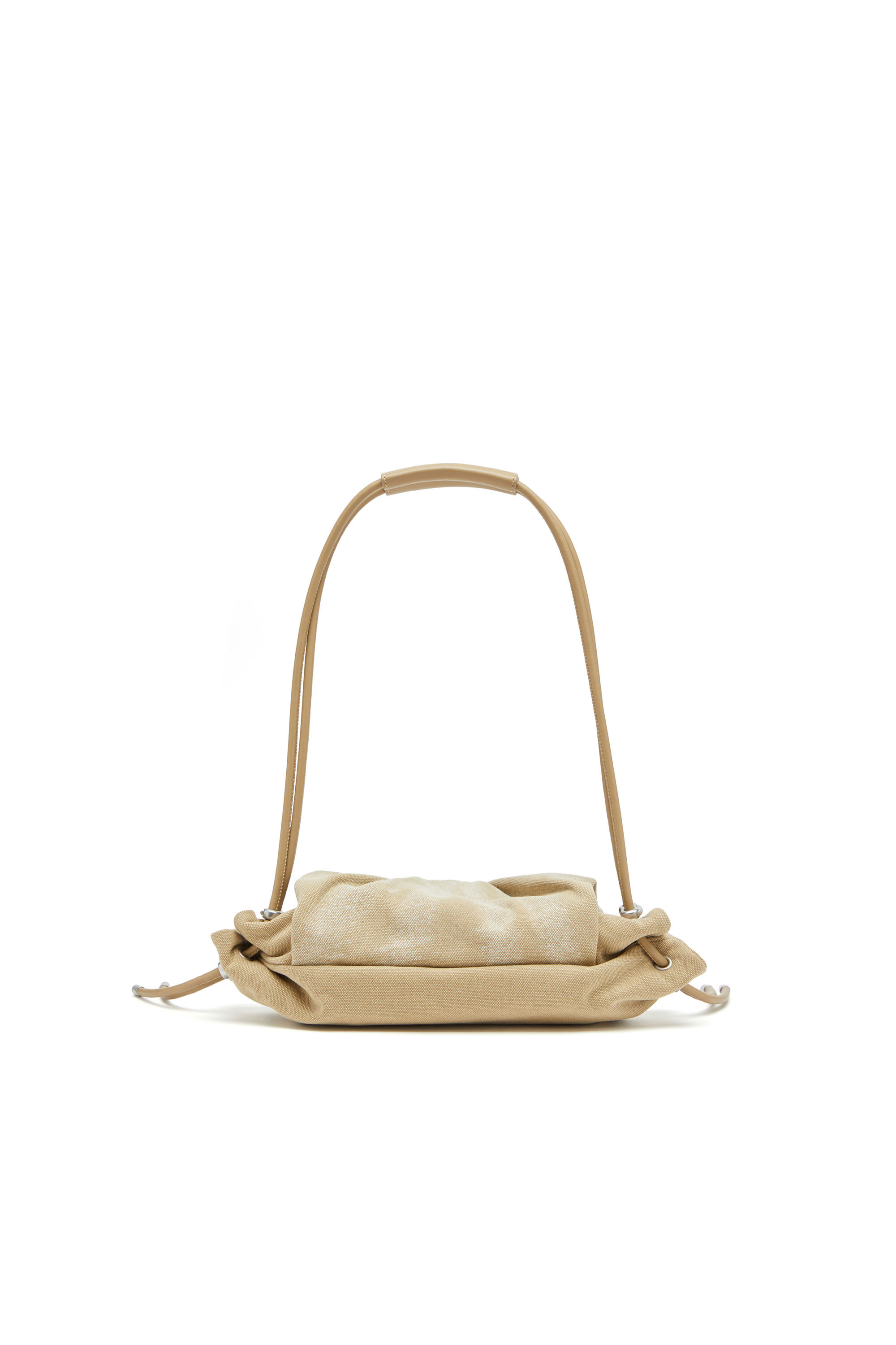 Diesel - SCRUNCH-D SHOULDER S, Scrunch-D S-Pequeño bolso de hombro en lona lavada Mujer in Beige - 2