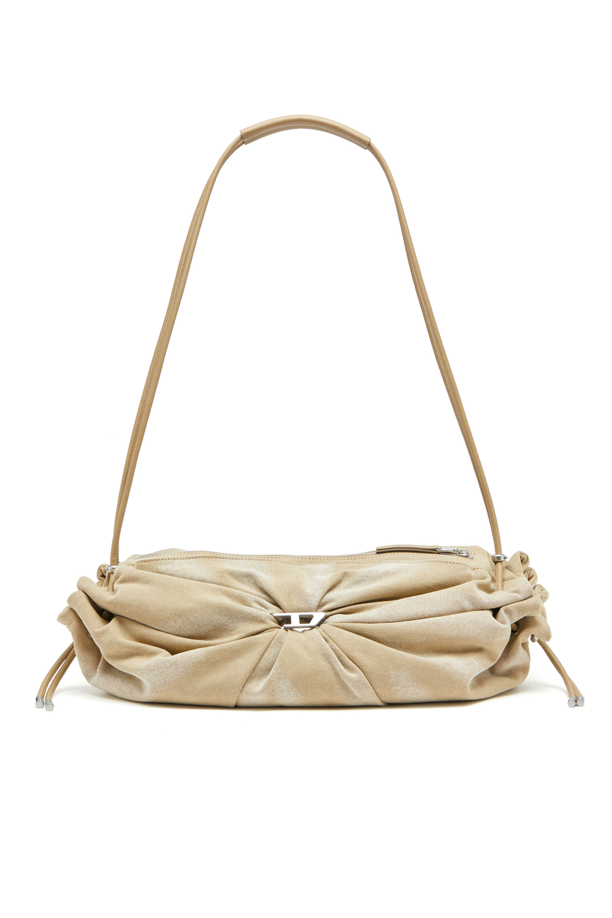 Diesel - SCRUNCH-D CROSSBODY L, Scrunch-D L-Talego de lona tratada fruncido Mujer in Beige - 1