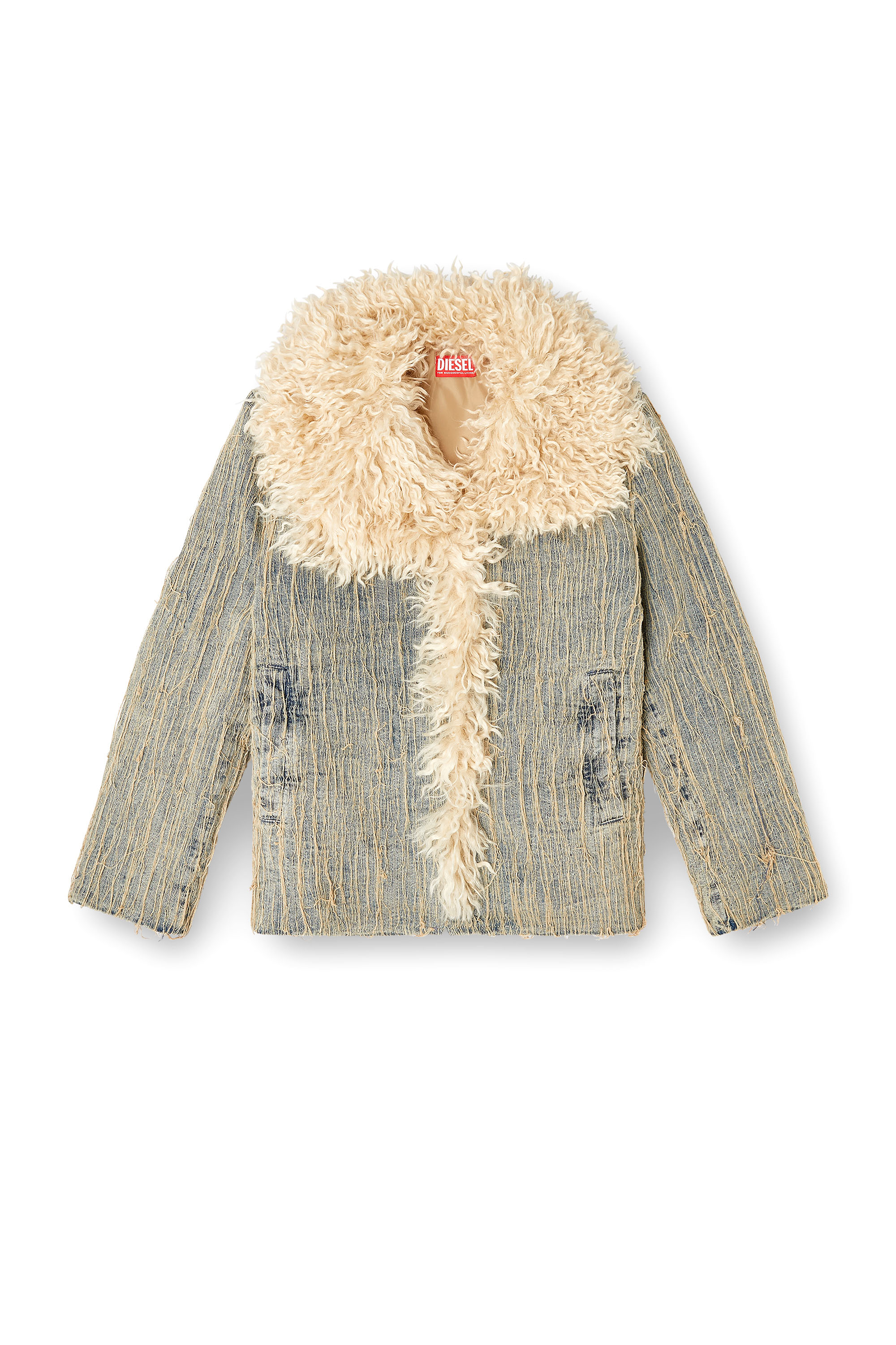 Diesel - DE-ACONIC-S, Chaqueta de denim jacquard con hilos flotantes Mujer in Azul marino - 3
