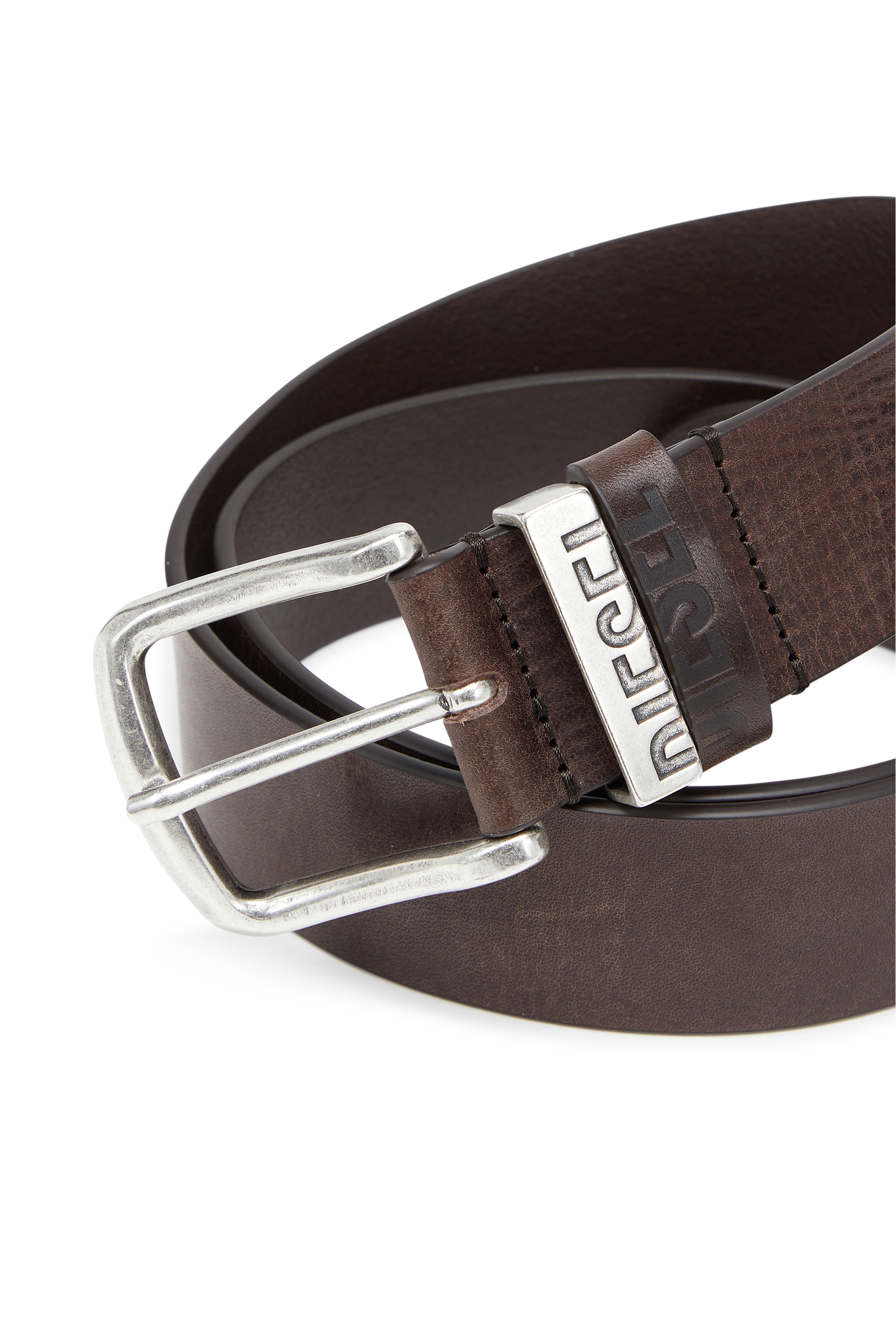 Diesel - B-VISIBLE, Cintur&oacute;n 3.9 cm con trabillas contrastantes Hombre in Marr&oacute;n - 3