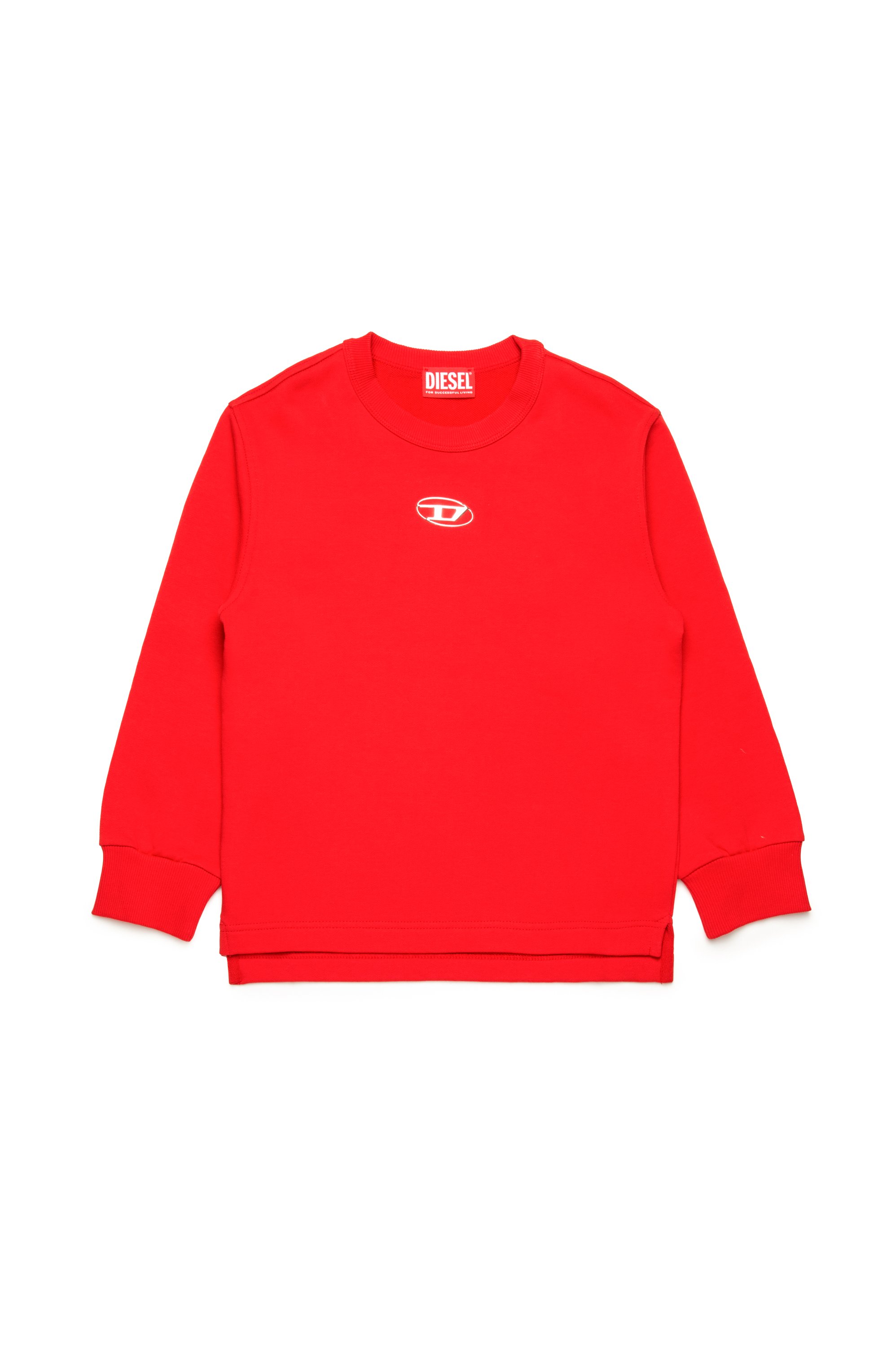 Diesel - SMACSISOD OVER, Sudadera con logotipo Oval D de aspecto metálico Hombre in Rojo - 1