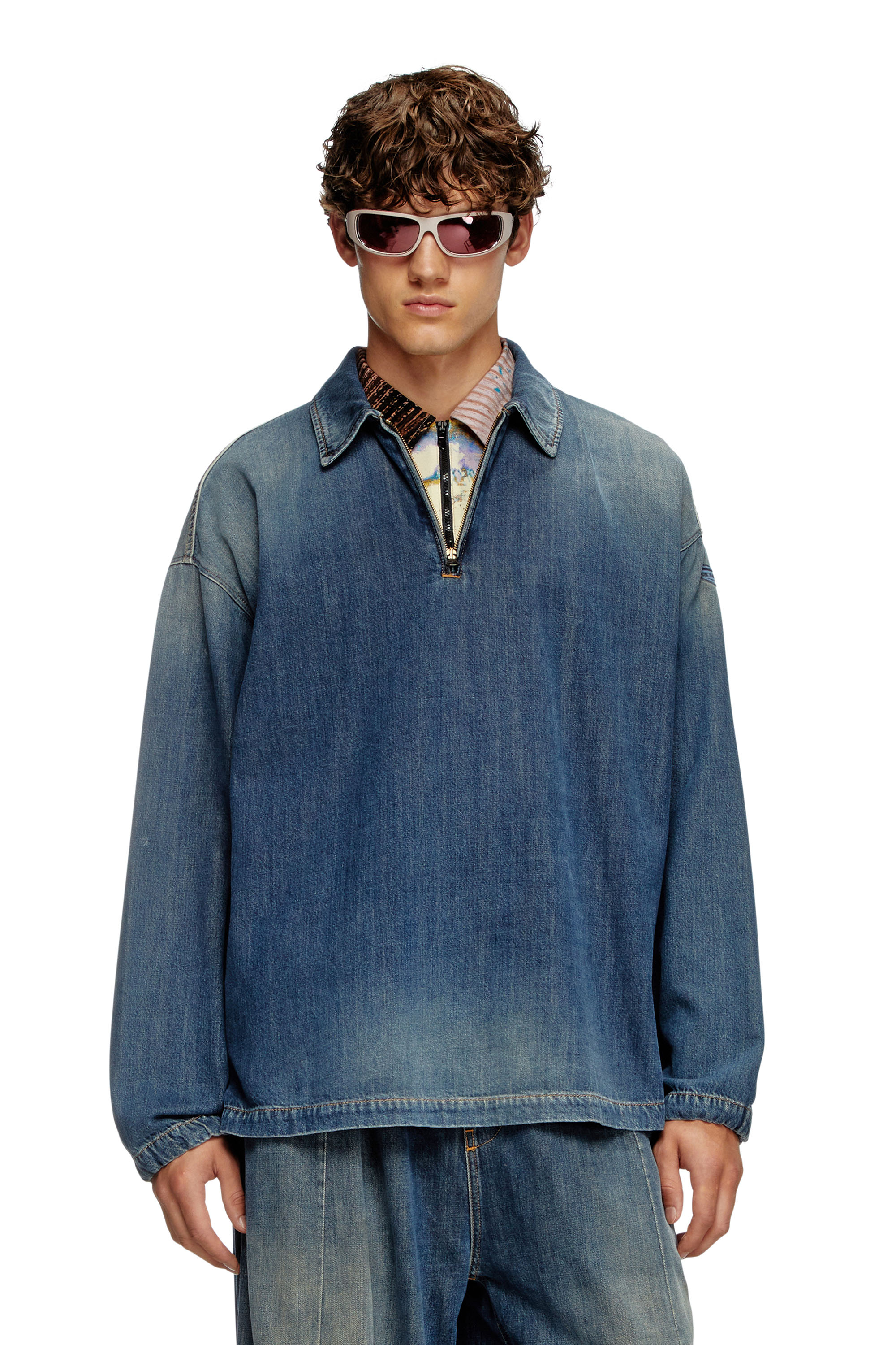 Diesel - D-BRADDY-FSF, Camisa fácil de poner en denim ligero de estilo utility Hombre in Azul marino - 1