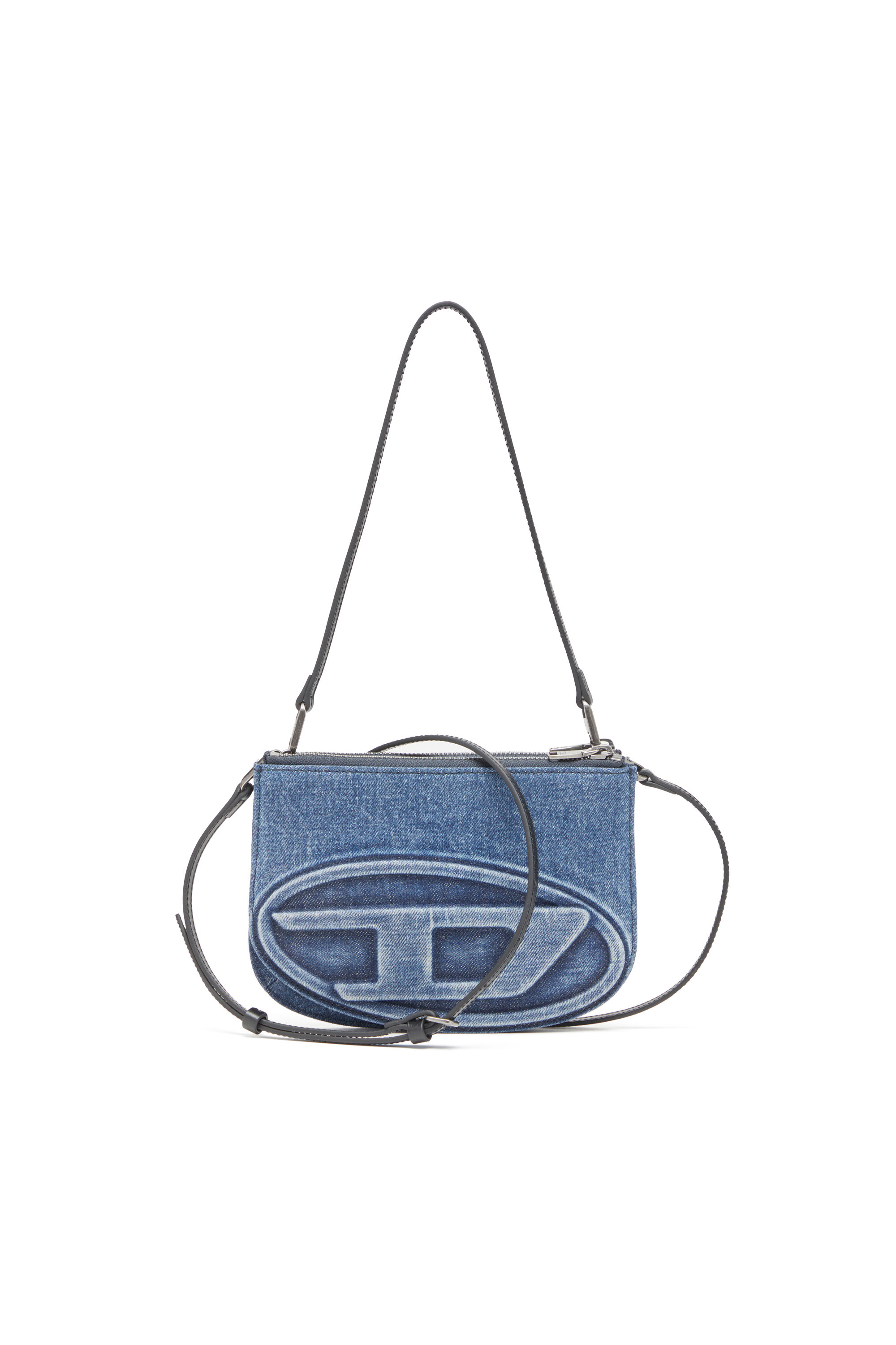 Diesel - 1DR TWIN, Bolso de doble compartimento de hombro de denim solarizado Mujer in Azul marino - 1