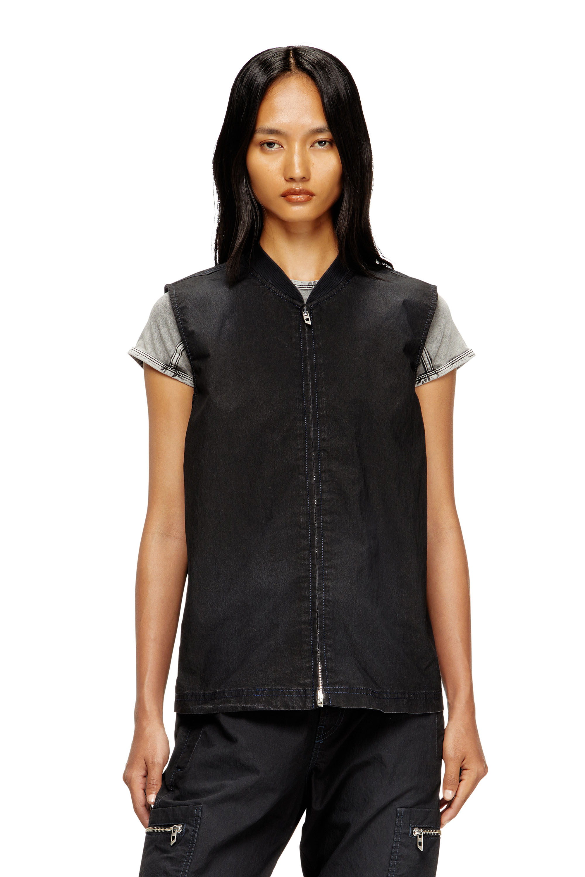 Diesel - D-SUND-D-N JOGG, Chaleco sin mangas en tejido técnico JoggJeans Unisex in Negro - 1