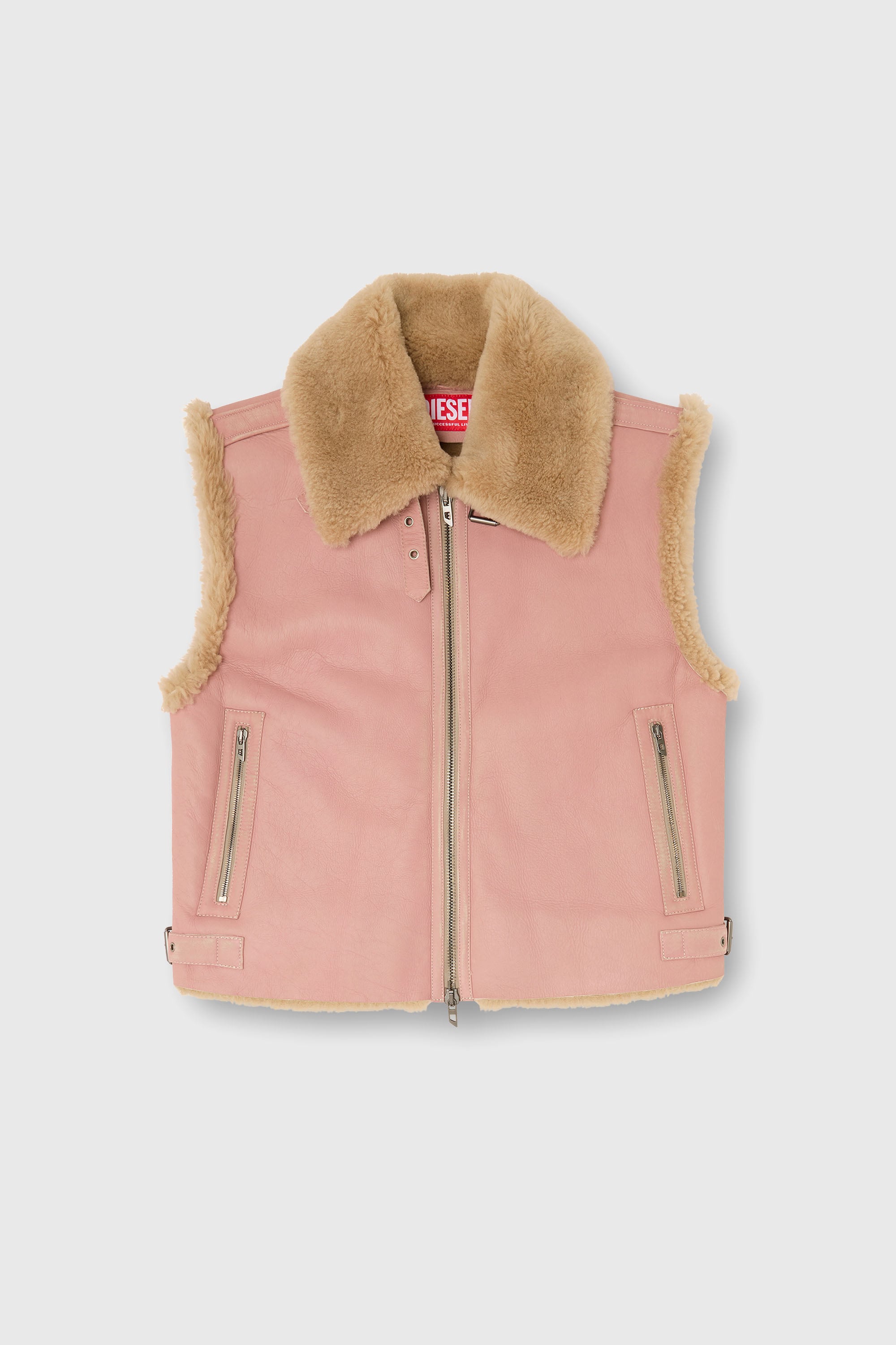 Diesel - L-HONT, Chaleco de piel de oveja Hombre in Rosa - 2