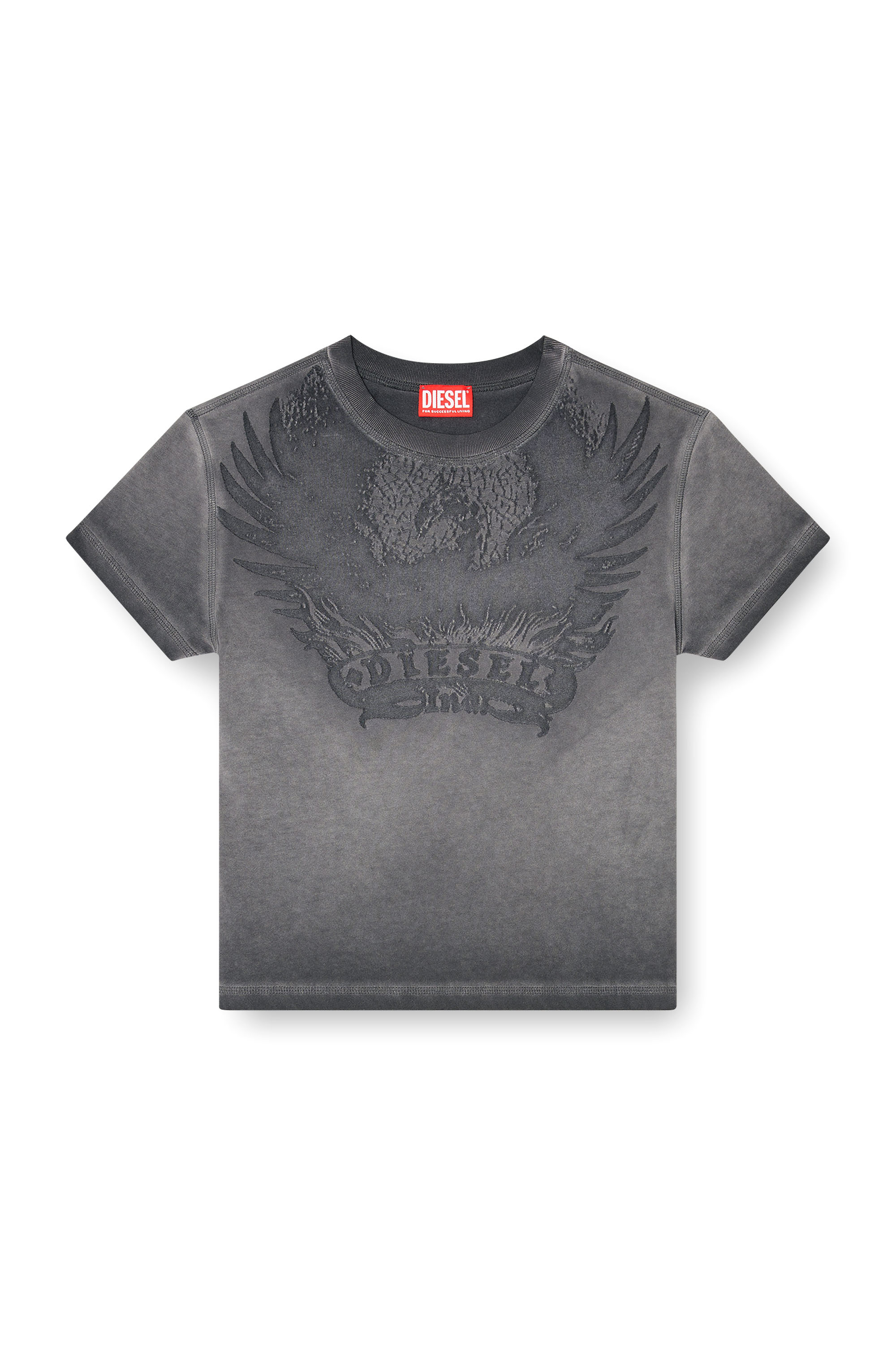 Diesel - T-ILA-AA7, Camiseta slim con d&eacute;vor&eacute; Phoenix Mujer in Gris - 3
