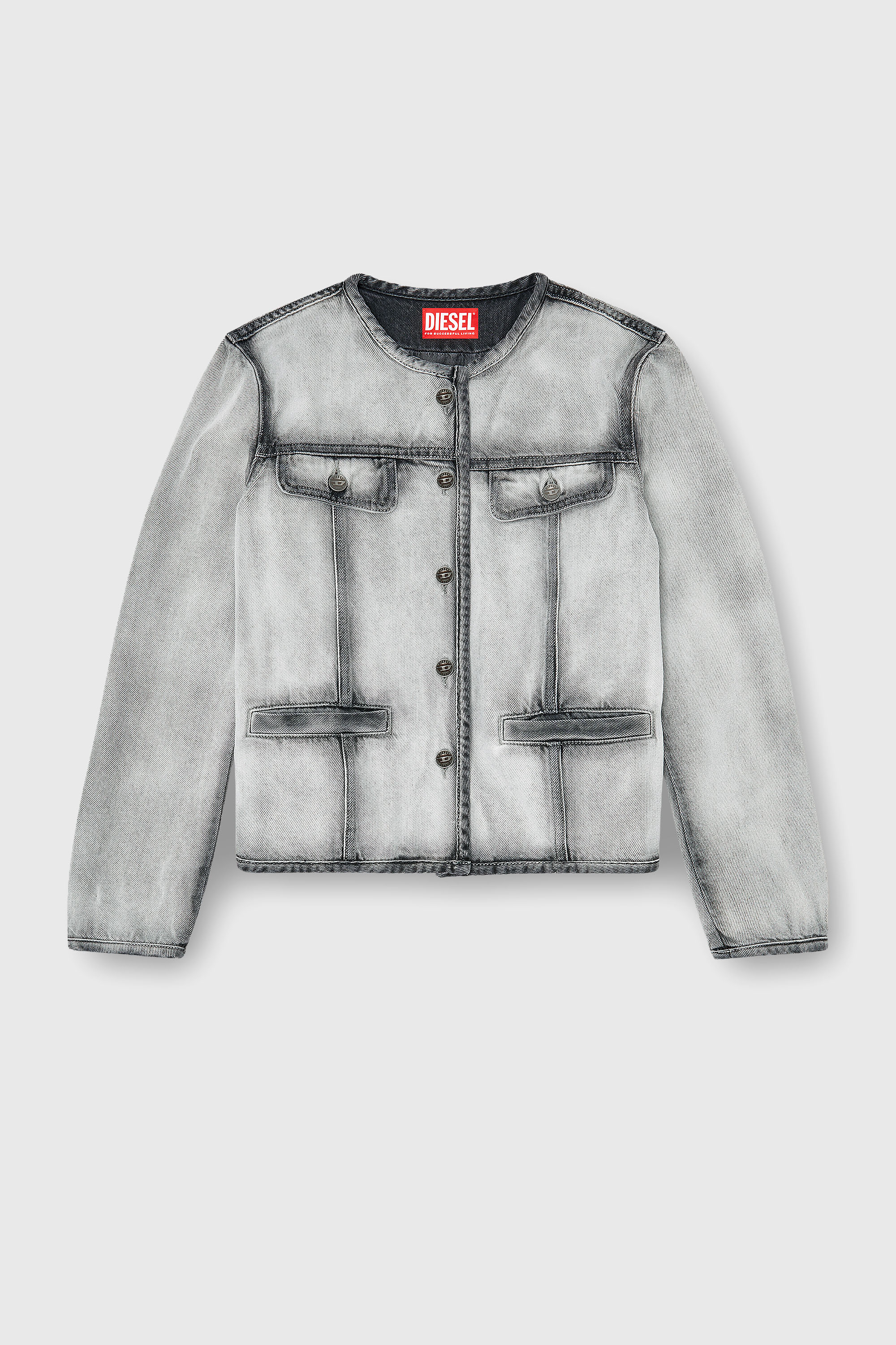 Diesel - DE-GRAFY-FSI, Chaqueta en denim skeleton suave Mujer in Gris - 2