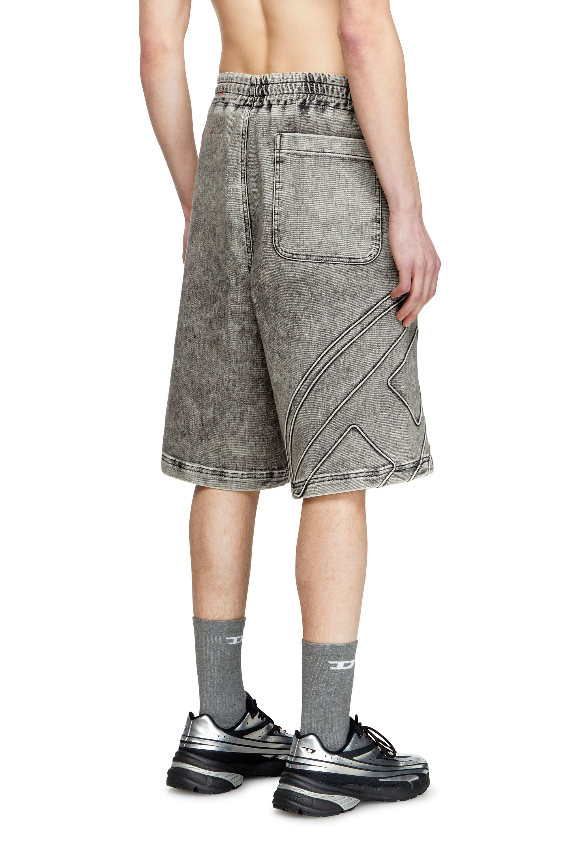 Diesel - D-ENNY-S TRACK, Bermudas Track Denim con Oval D Unisex in Gris - 4