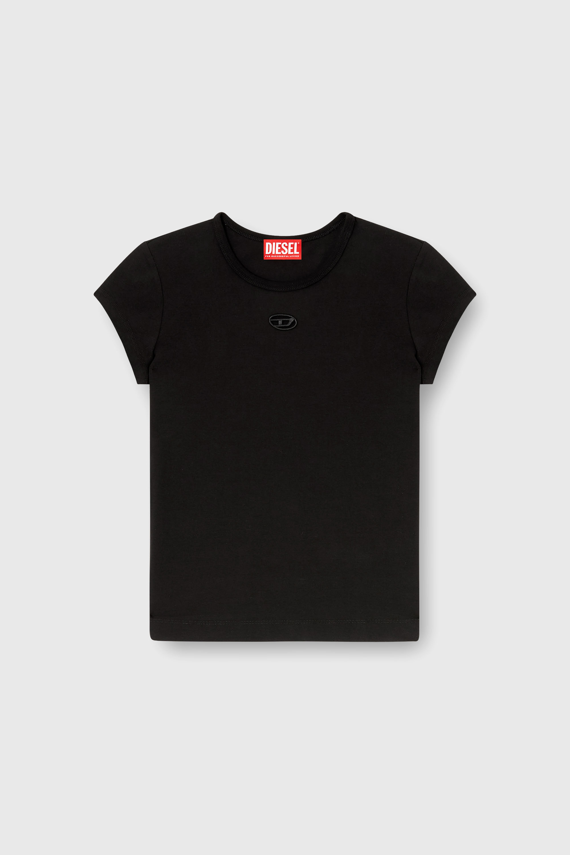 Diesel - T-ANGIE-OD, Camiseta con logotipo bordado con abertura Mujer in Negro - 2