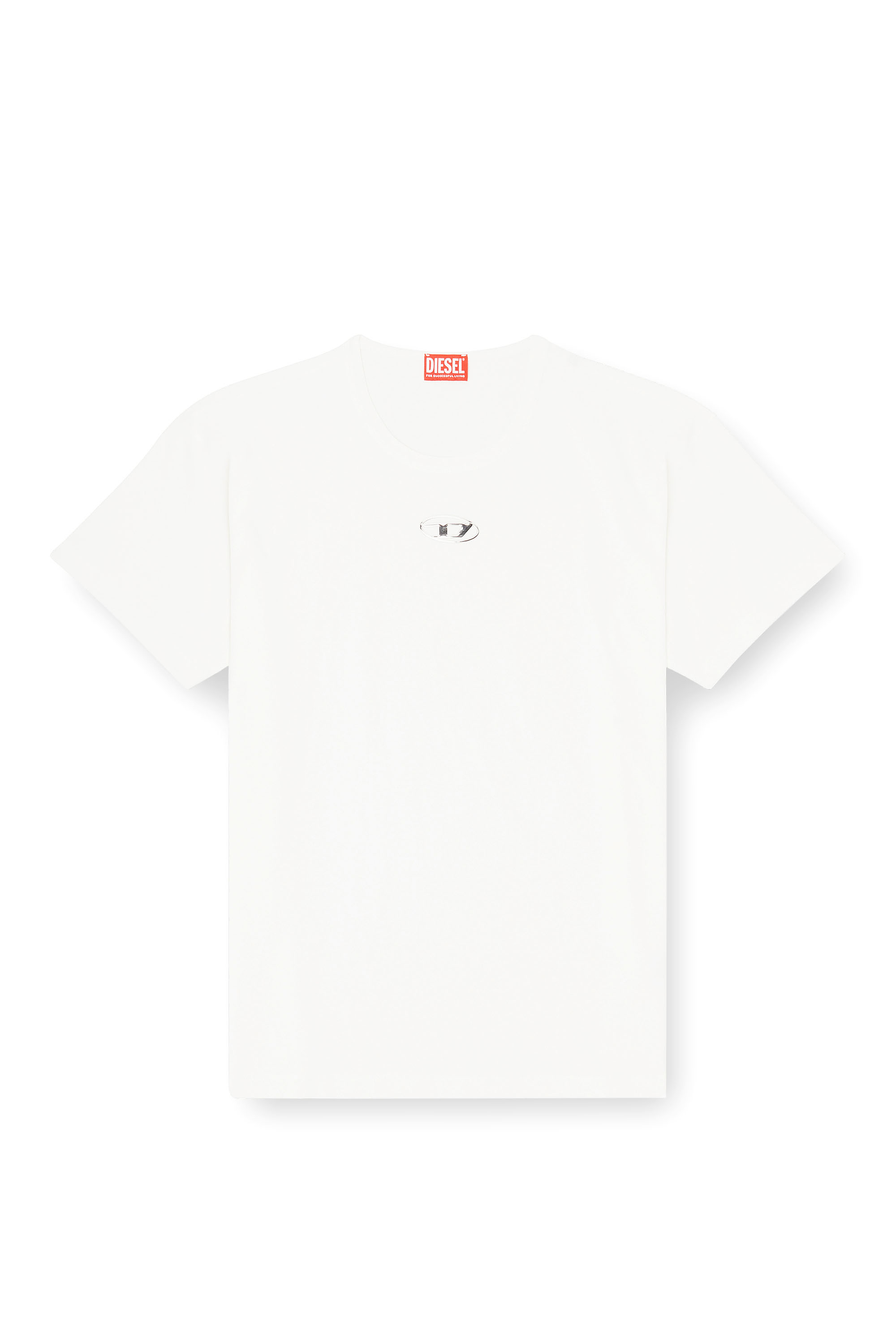 Diesel - T-NORM-IOD, Camiseta ligera de algod&oacute;n con logotipo Oval D met&aacute;lico Hombre in Blanco - 3