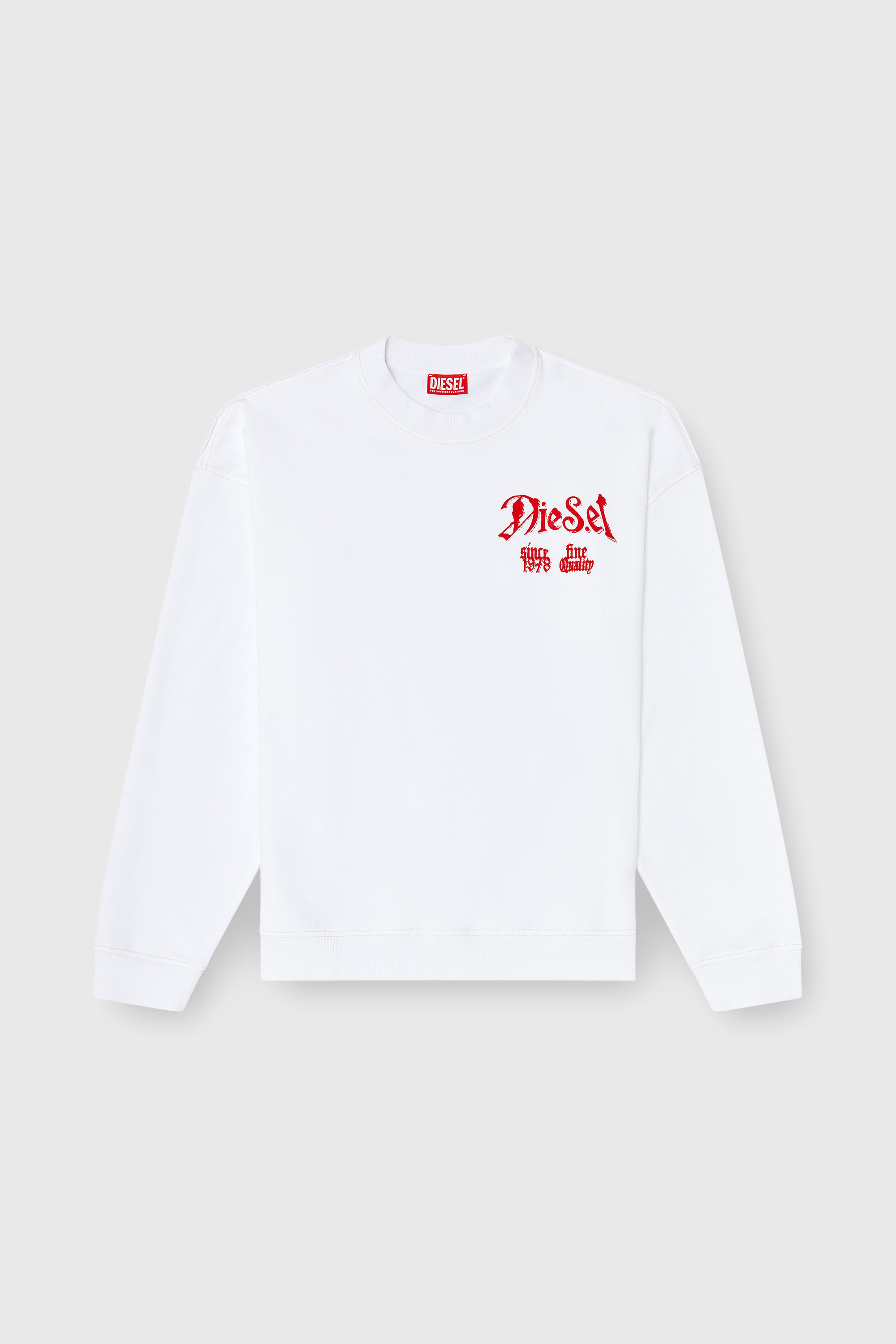 Diesel - S-BOXT-AA2, Sudadera de algod&oacute;n con gr&aacute;ficos flocados Hombre in Blanco - 2