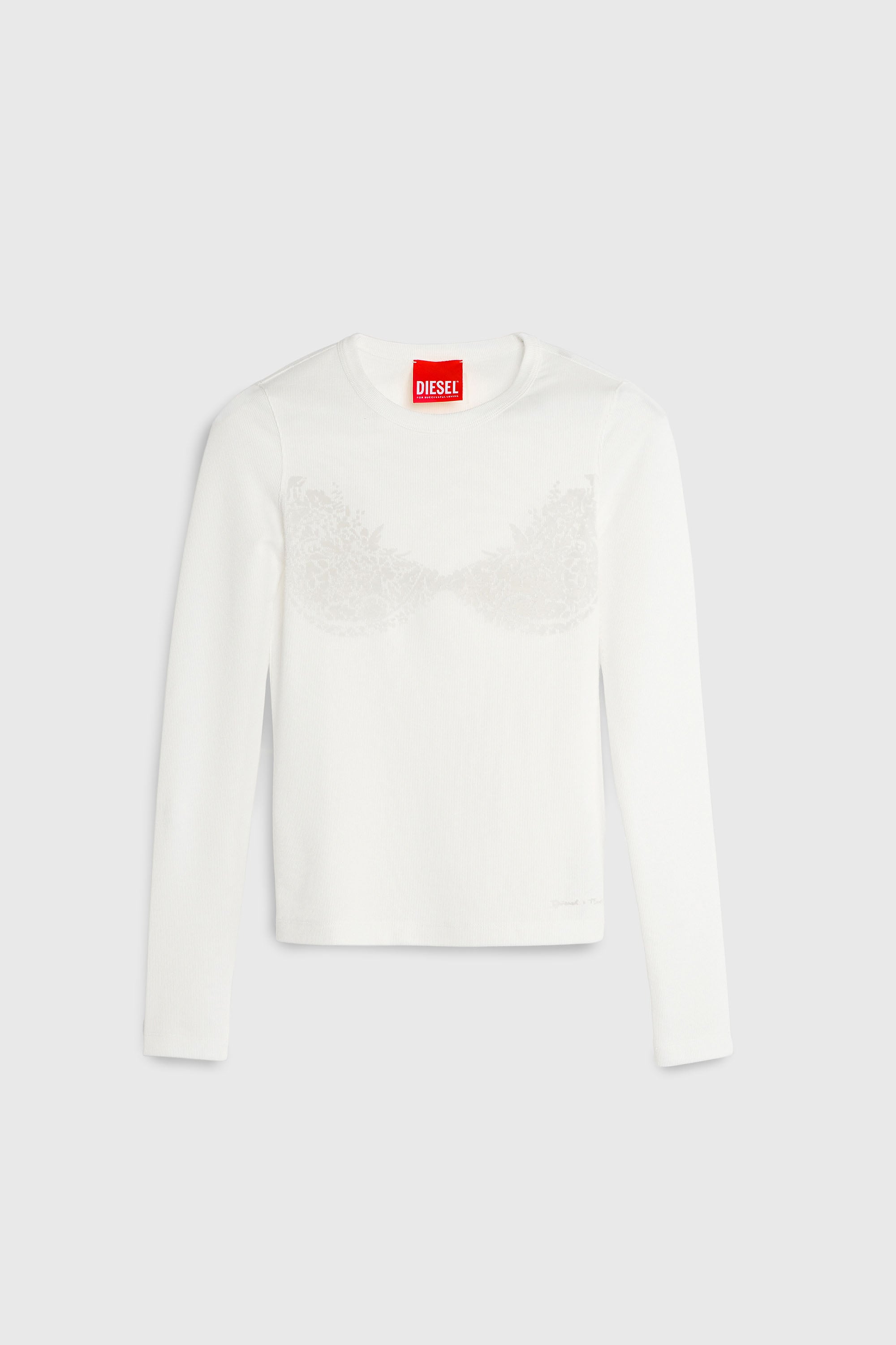 Diesel - PR-T-MOKKI-LS-R, Top con efecto de encaje devor&eacute; Mujer in Blanco - 2