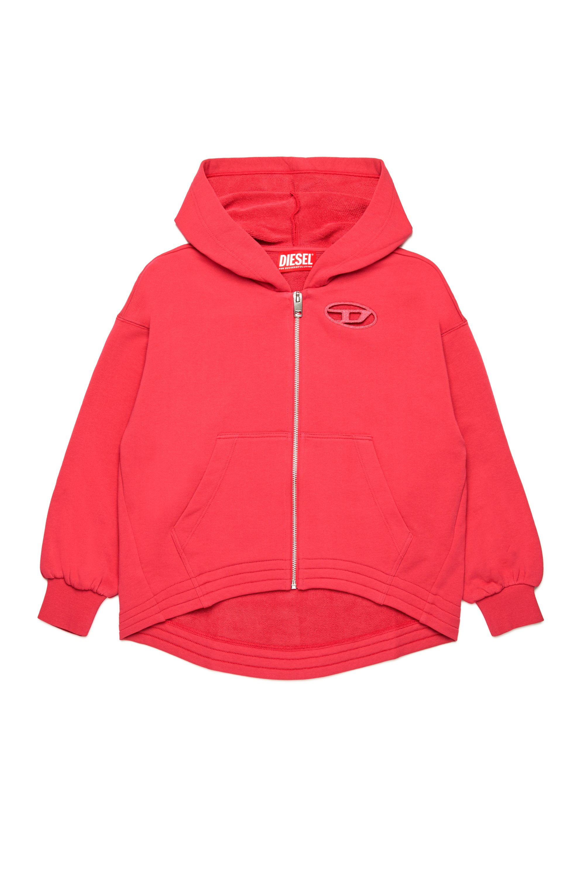 Diesel - SFPERU, Sudadera con capucha y cremallera con logotipo Oval D recortado Mujer in Rosa - 1