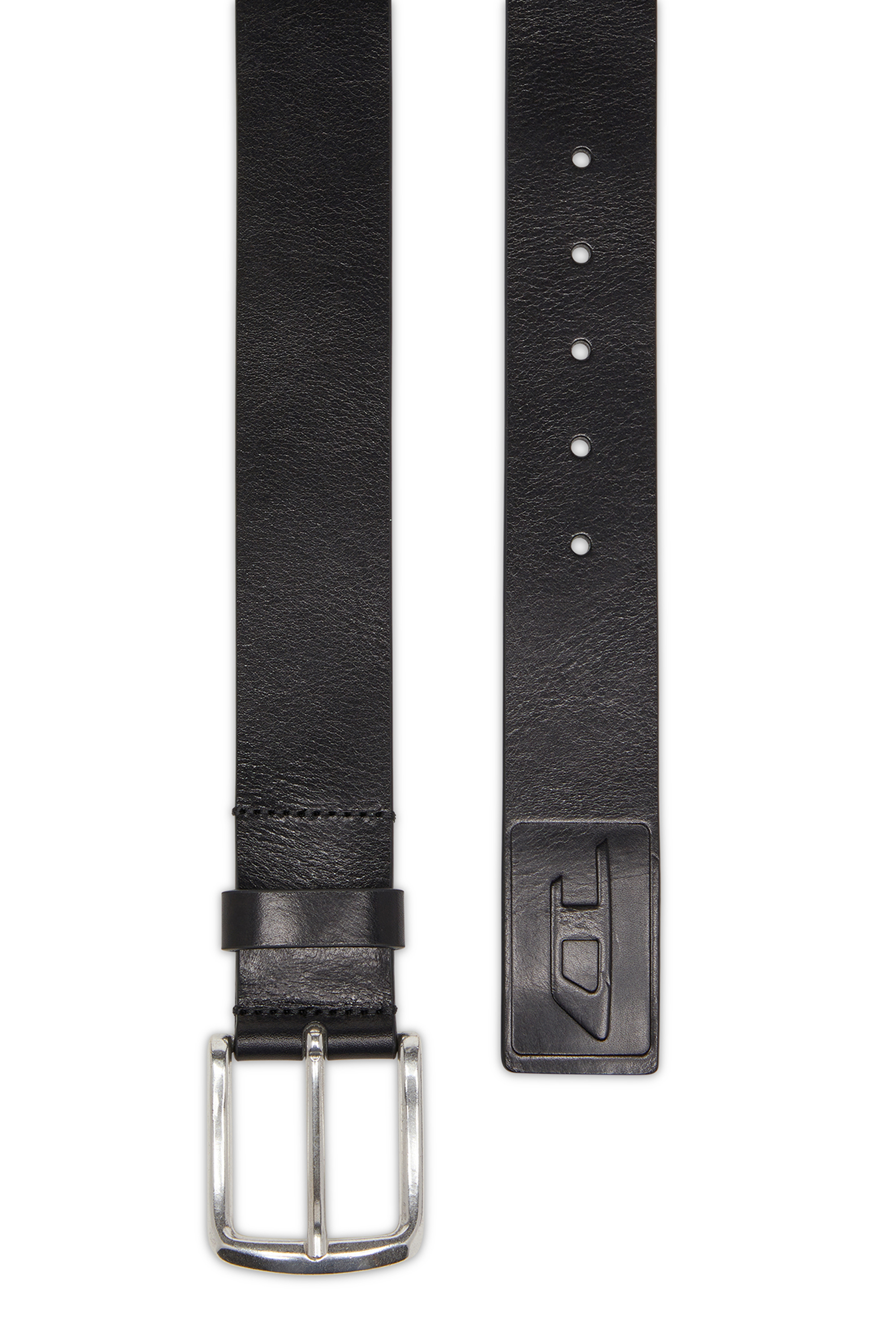 Diesel - B-FLAG-D EMBOSSED, Cinturón de cuero de 4 cm con logo grabado Hombre in Negro - 2