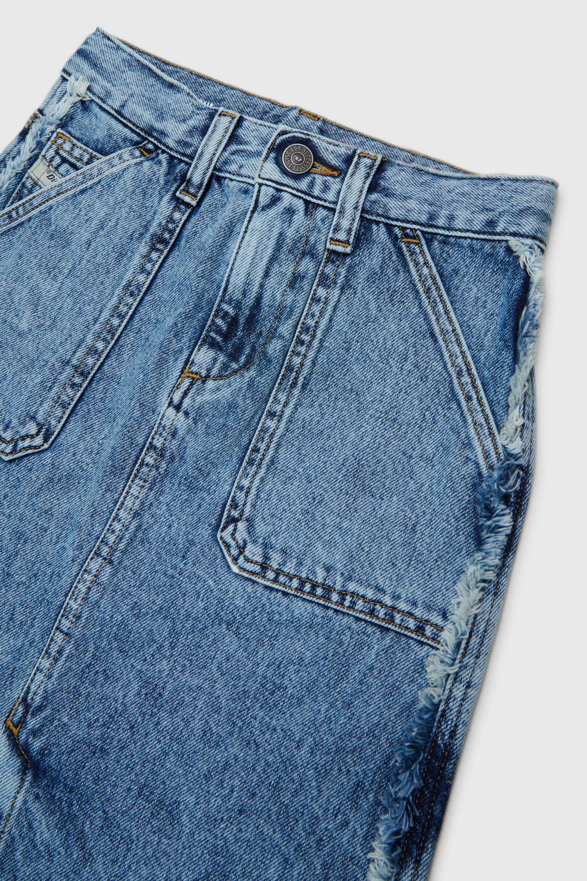 Diesel - GELKA, Falda vaquera deshilachada con parche de rosa Mujer in Azul marino - 3