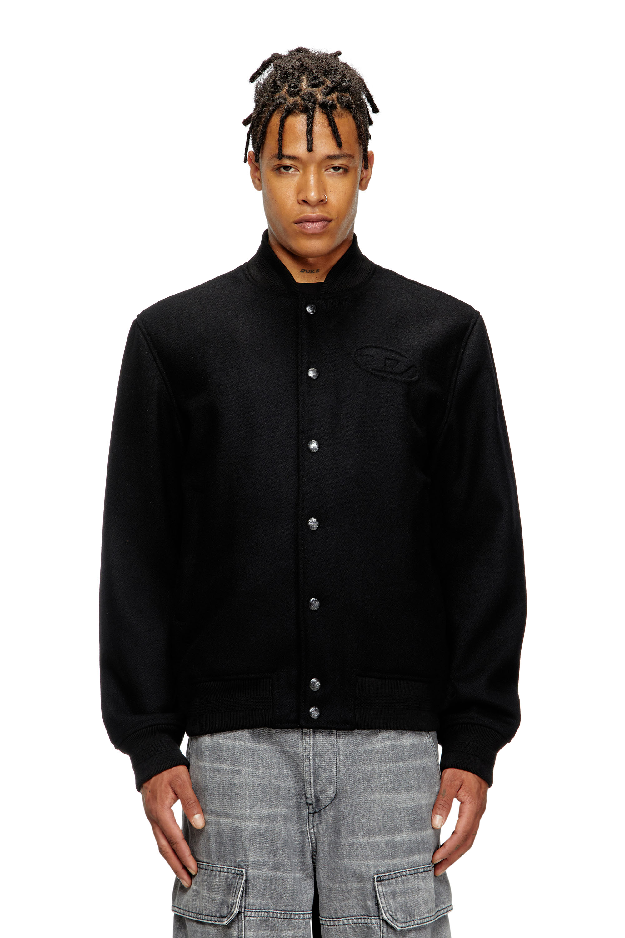 Diesel - J-ARRY, Chaqueta bomber acolchada en mezcla de lana Hombre in Negro - 1