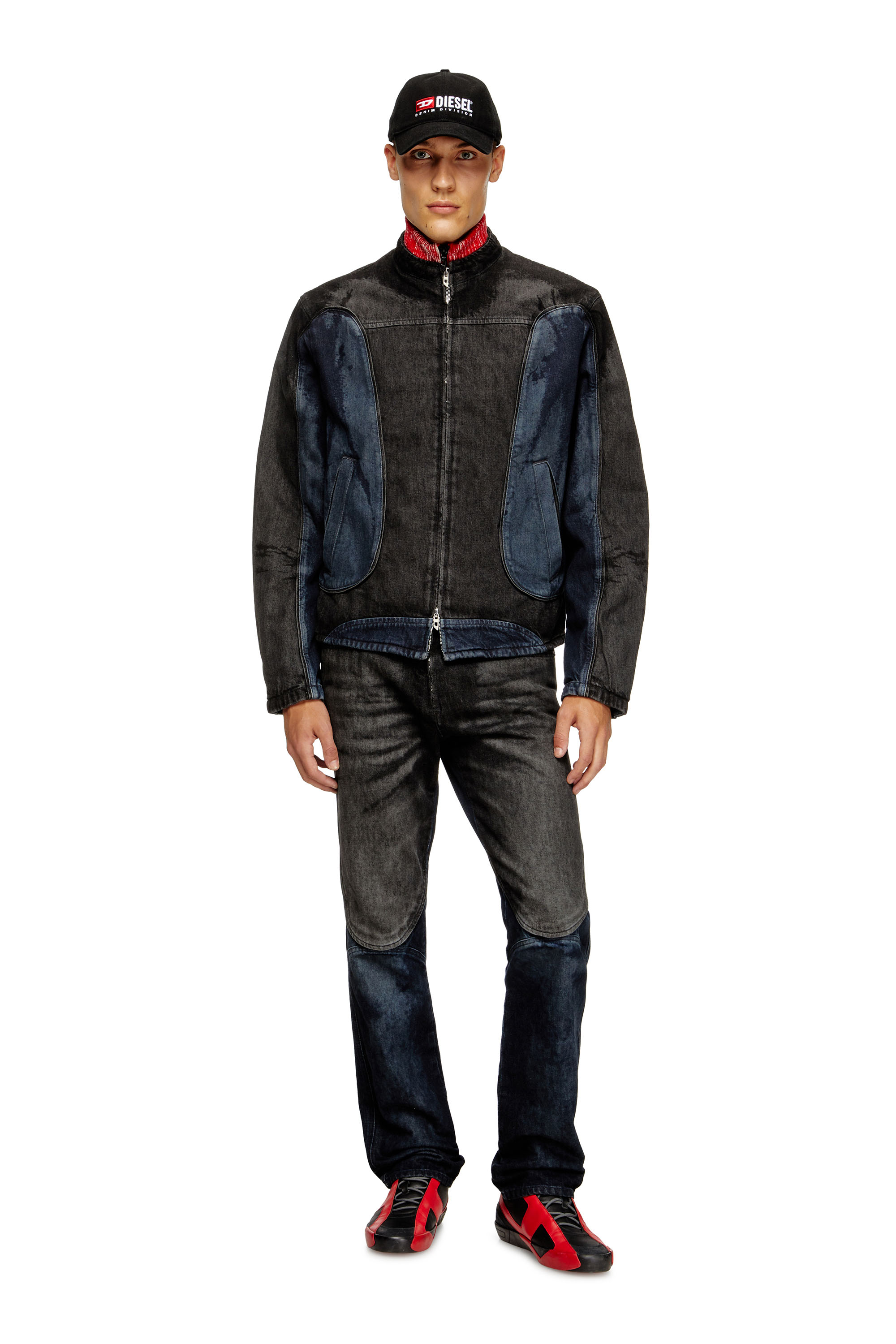Diesel - D-BLENK-S, Chaqueta de estilo biker en denim bicolor Hombre in Multicolor - 1