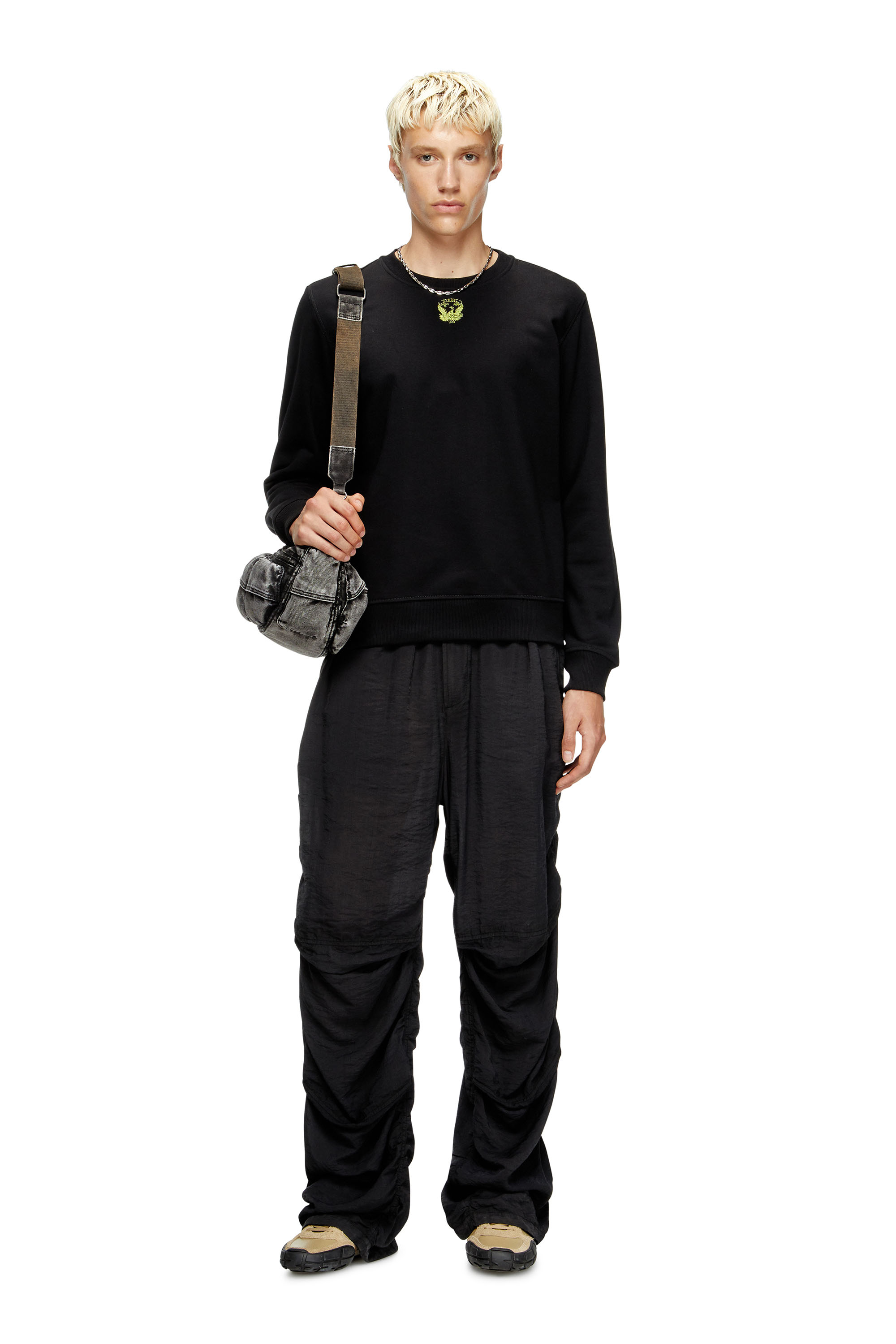 Diesel - S-GINN-T1, Sudadera con ave fénix bordada Hombre in Negro - 3